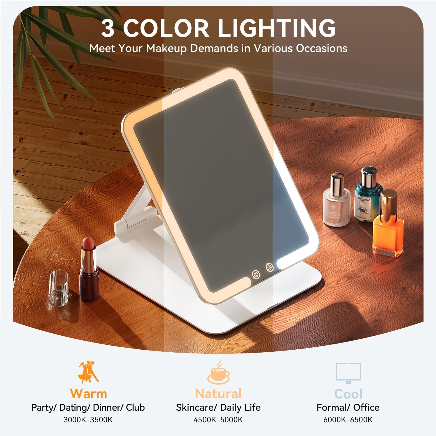 Auxmir Specchio Trucco con Luci Ricaricabile - immagine 3