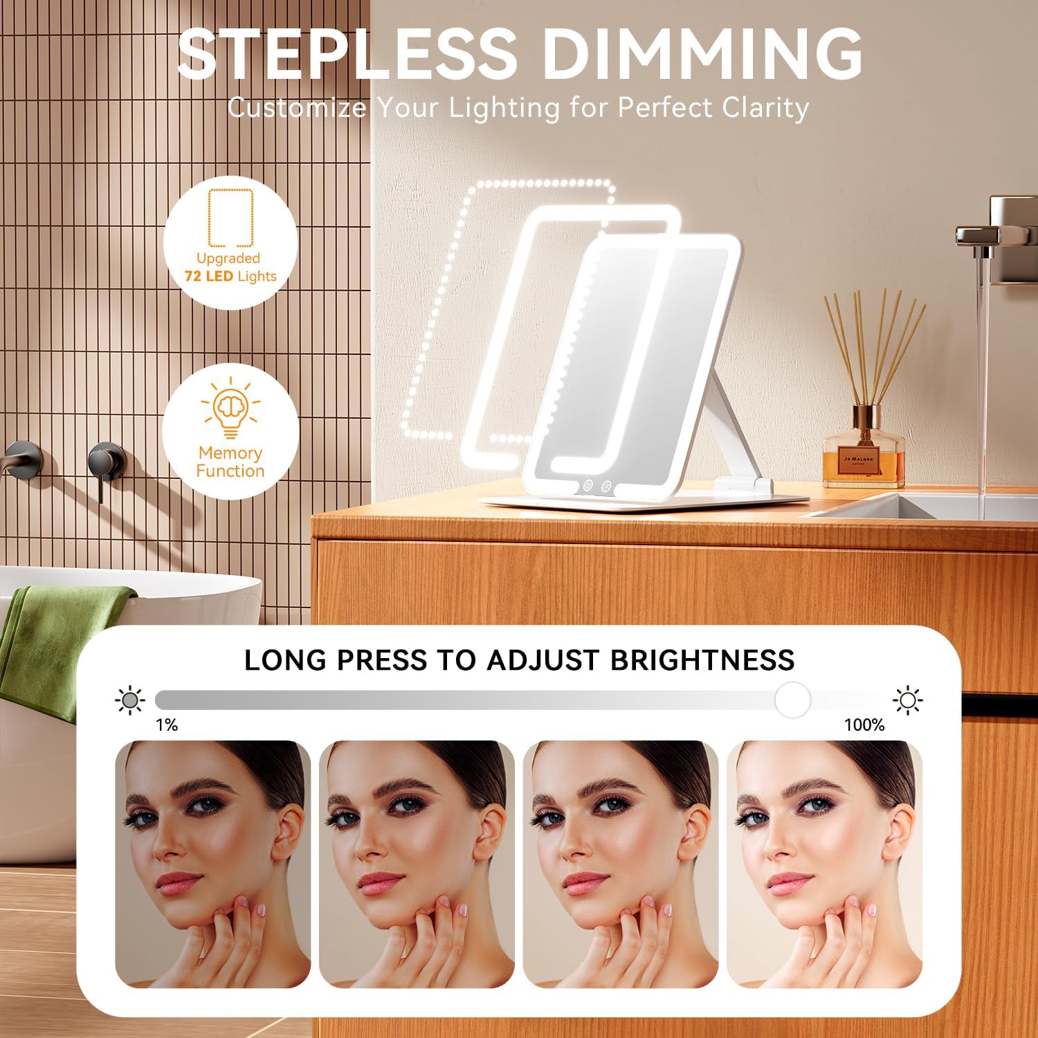 Auxmir Specchio Trucco con Luci Ricaricabile - immagine 4