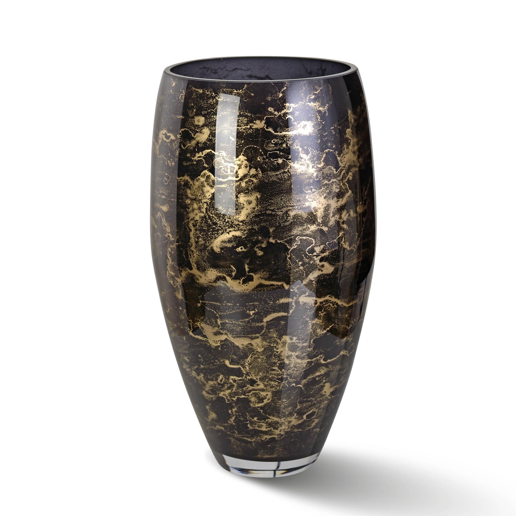 Terroso – Vaso in Vetro Nero Soffiato a Bocca 38 cm