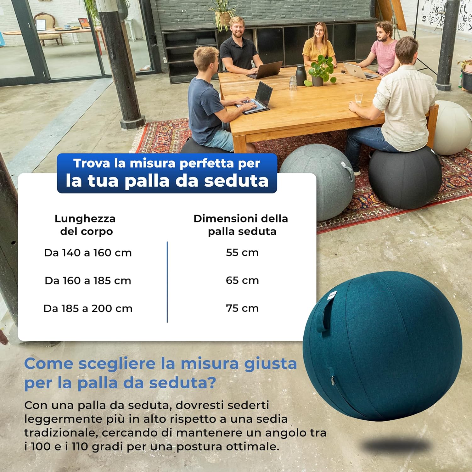 Backerz Palla da Seduta 65cm per Ufficio e Casa - immagine 8