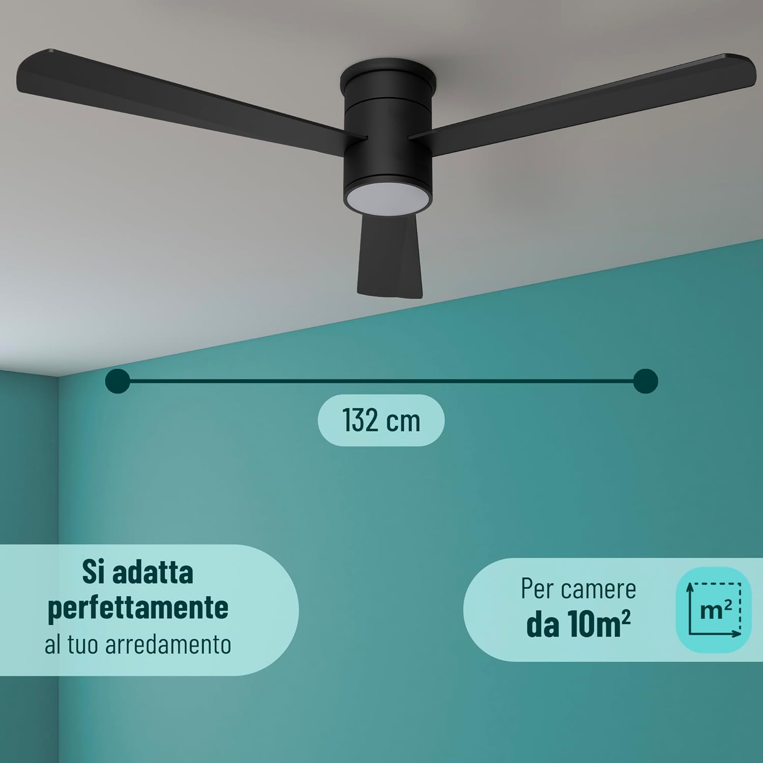 Noaton Ventilatore da Soffitto con Luce LED Dimmerabile Ø132cm - immagine 2
