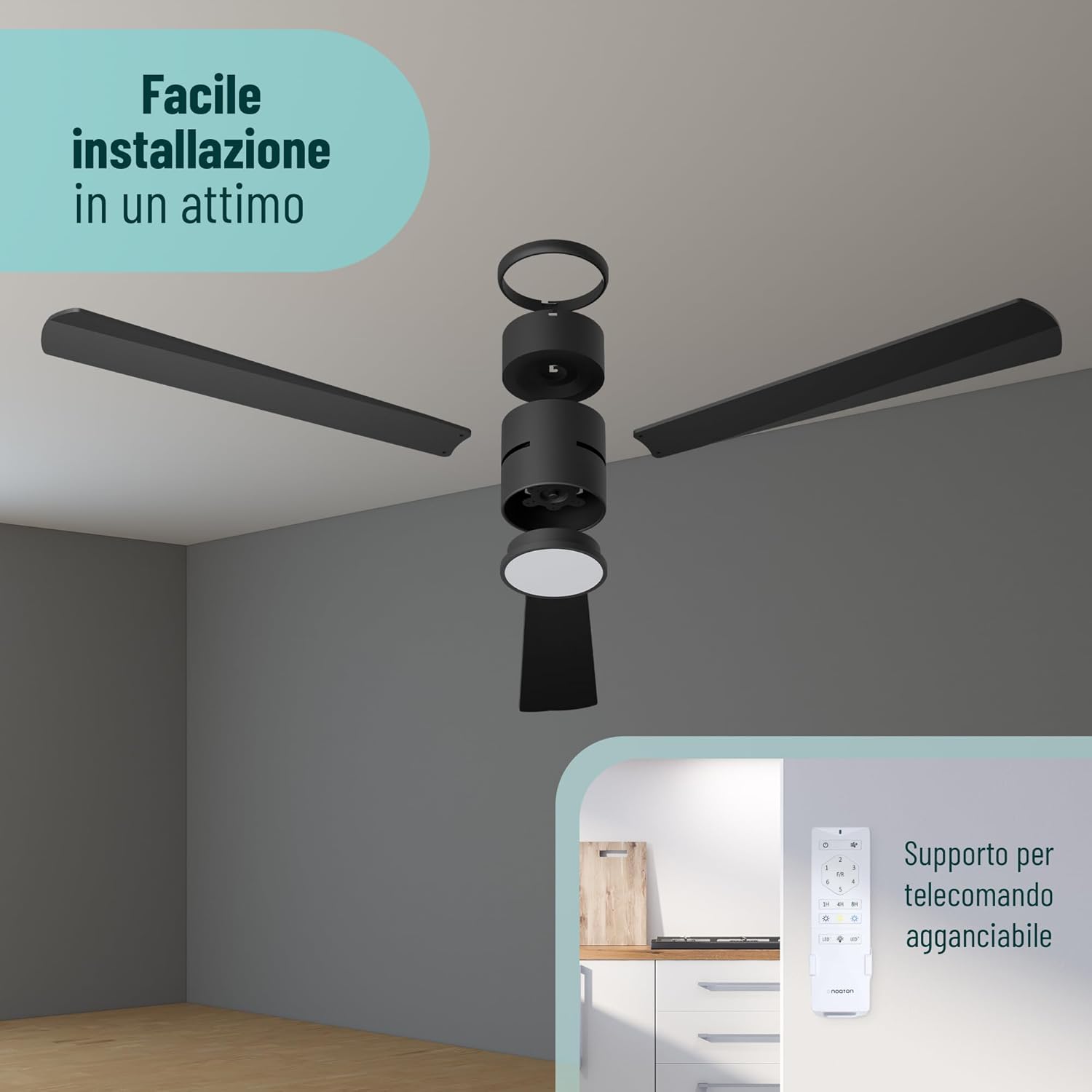 Noaton Ventilatore da Soffitto con Luce LED Dimmerabile Ø132cm - immagine 9