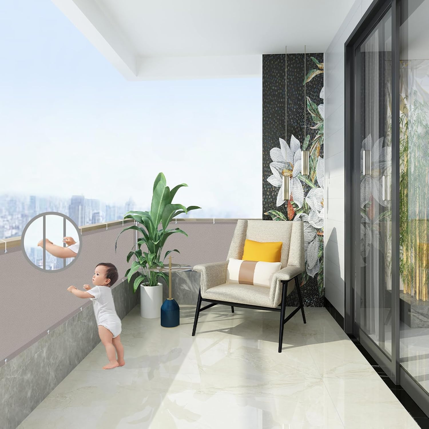 AXT SHADE Frangivisto Balcone 75x800cm, Taupe - immagine 4