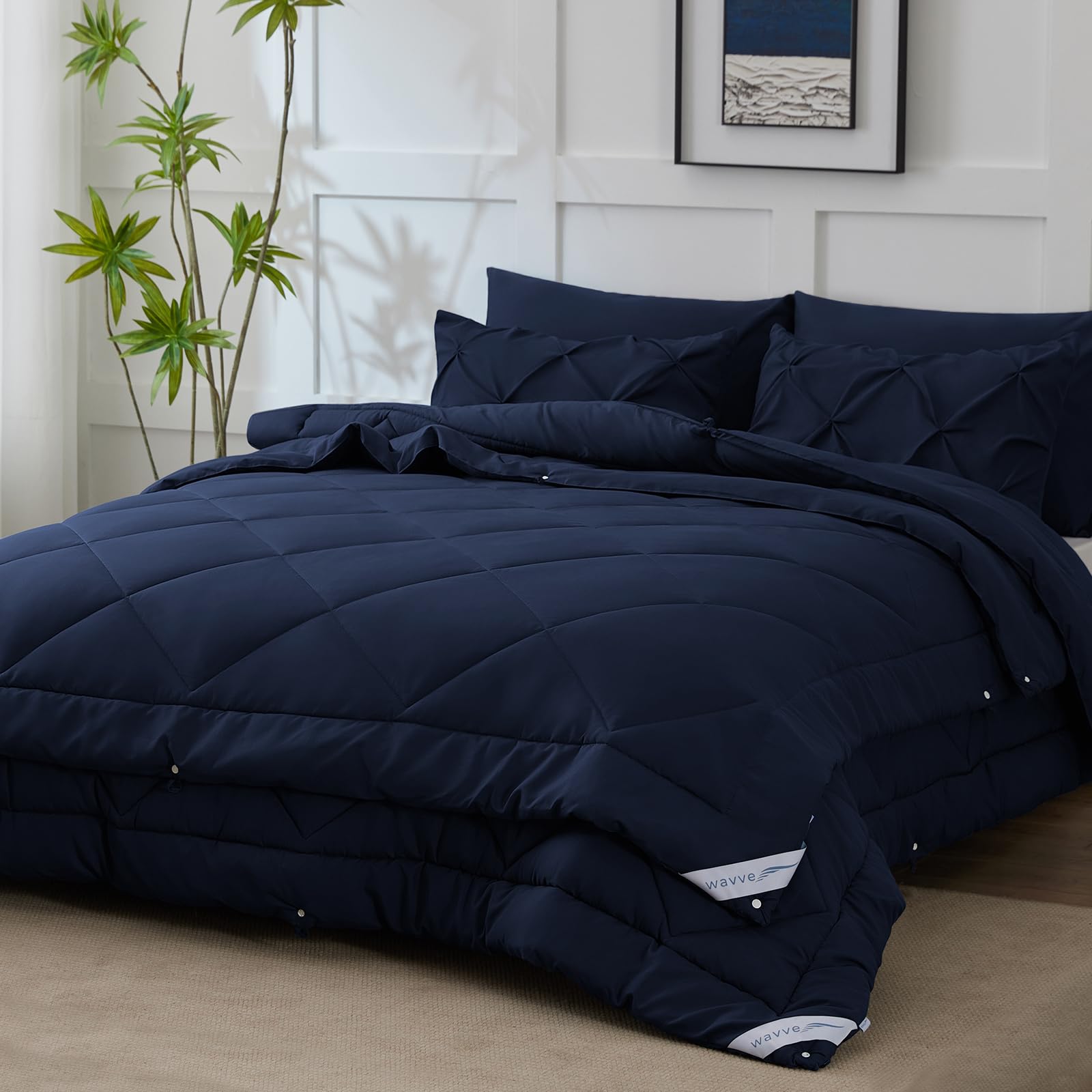 Wavve Piumino Letto Matrimoniale 4 Stagioni Blu Navy