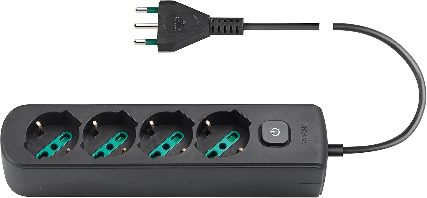 Vimar 0R00641.CC Presa Multipla 4 Uscite, Nero - immagine 1