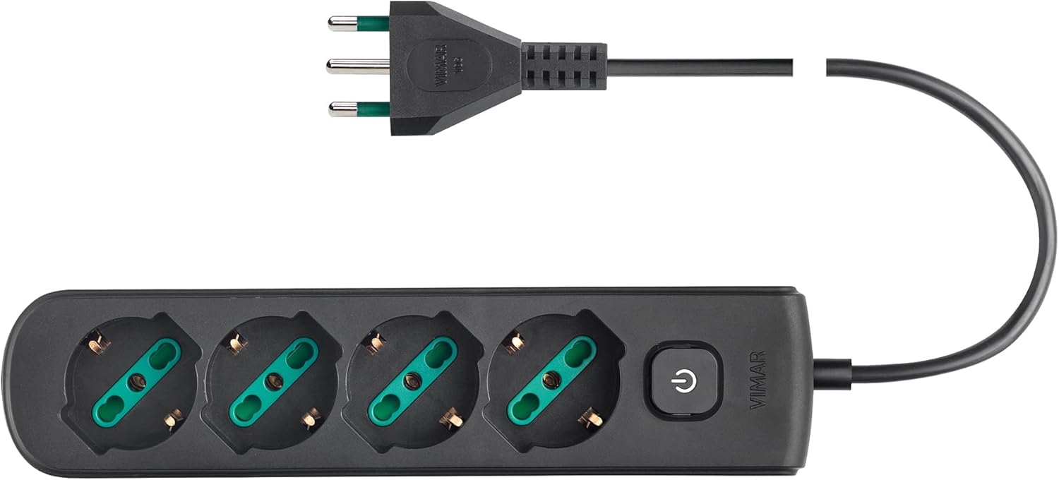 Vimar 0R00641.CC Presa Multipla 4 Uscite, Nero - immagine 2