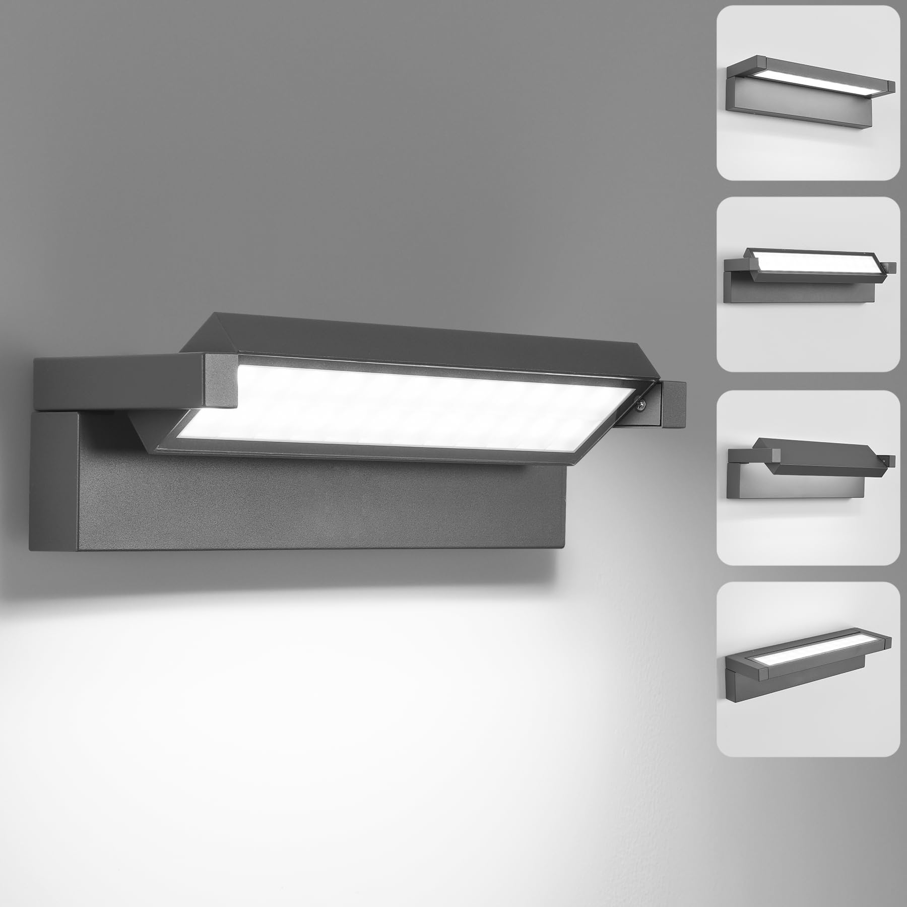 Lampada da Parete LED 36W IP65 6500K, Grigio Scuro