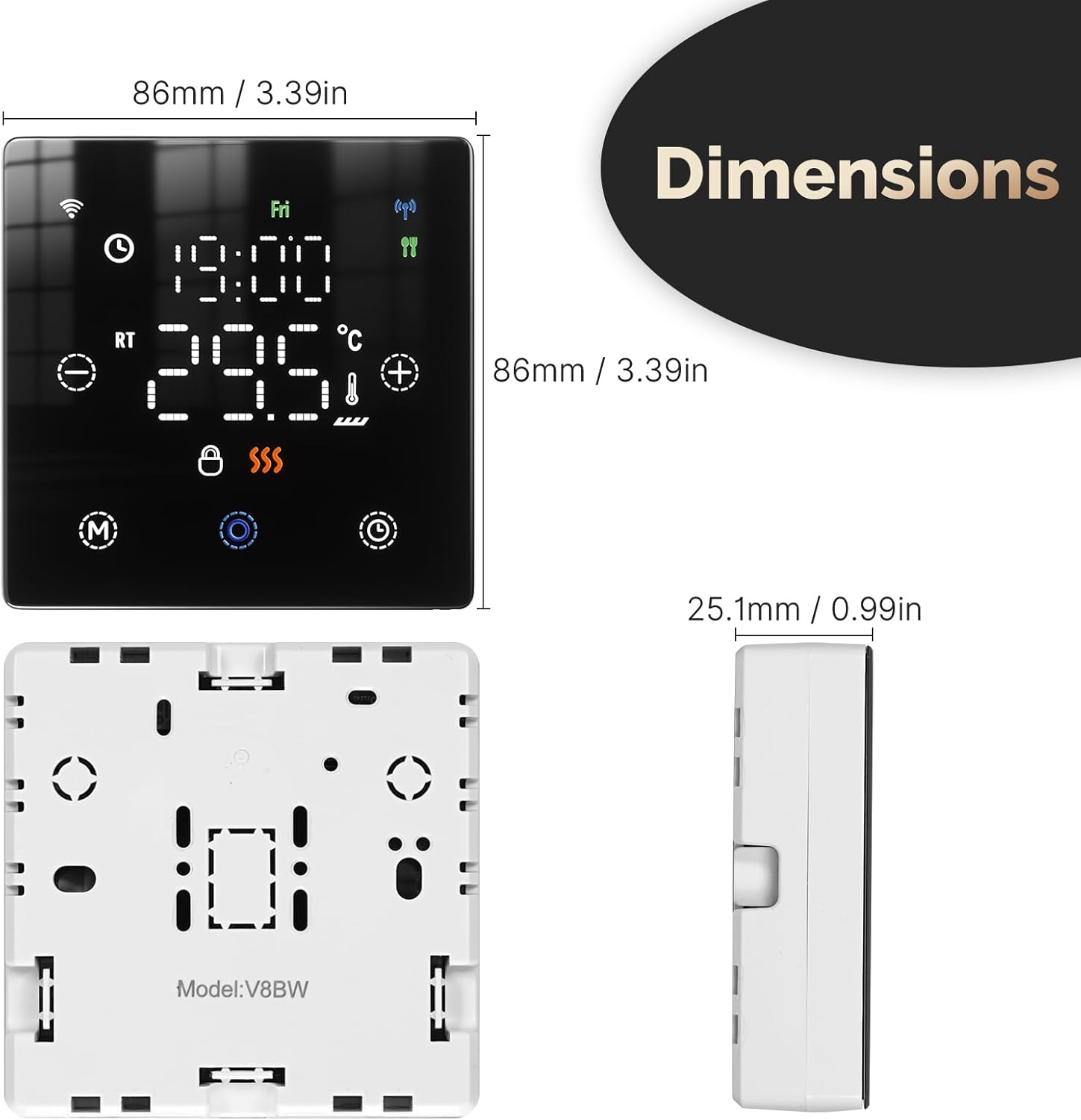 Termostato WiFi Smart a Batterie per Caldaia a Gas, Nero - immagine 2
