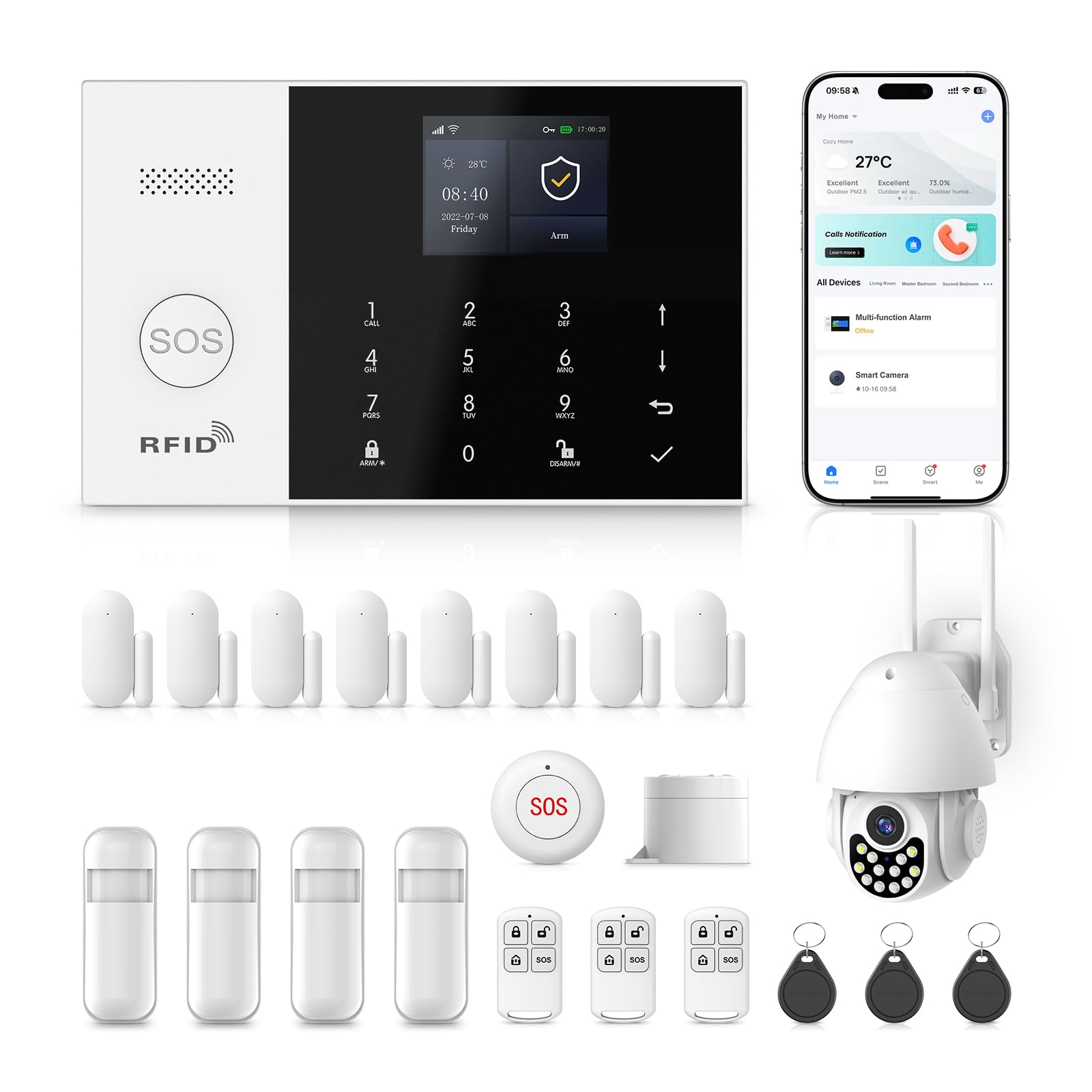 Allarme Casa Senza Fili 4G/WiFi con Telecamera Esterno 22PCS