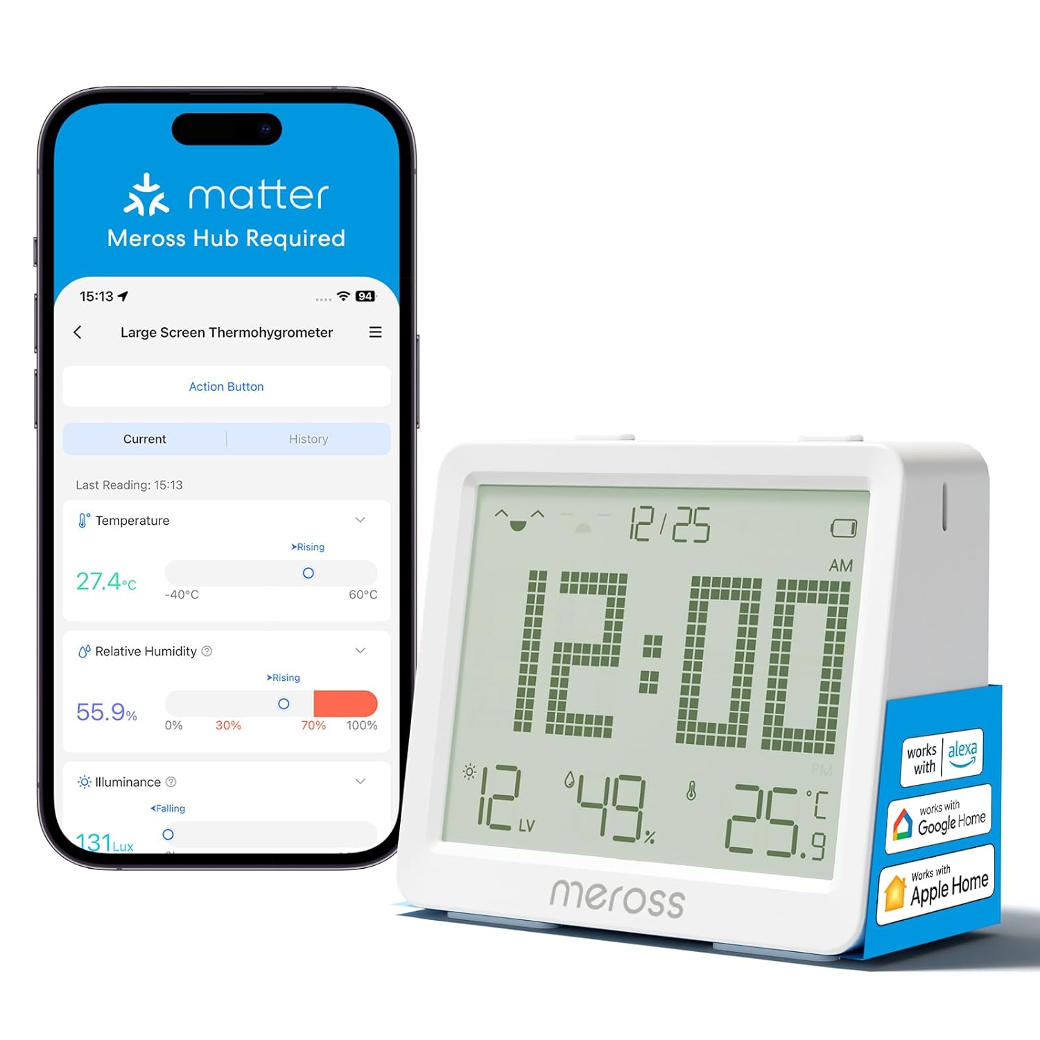 Meross Termometro Igrometro WiFi con Allarme Notifica - immagine 1