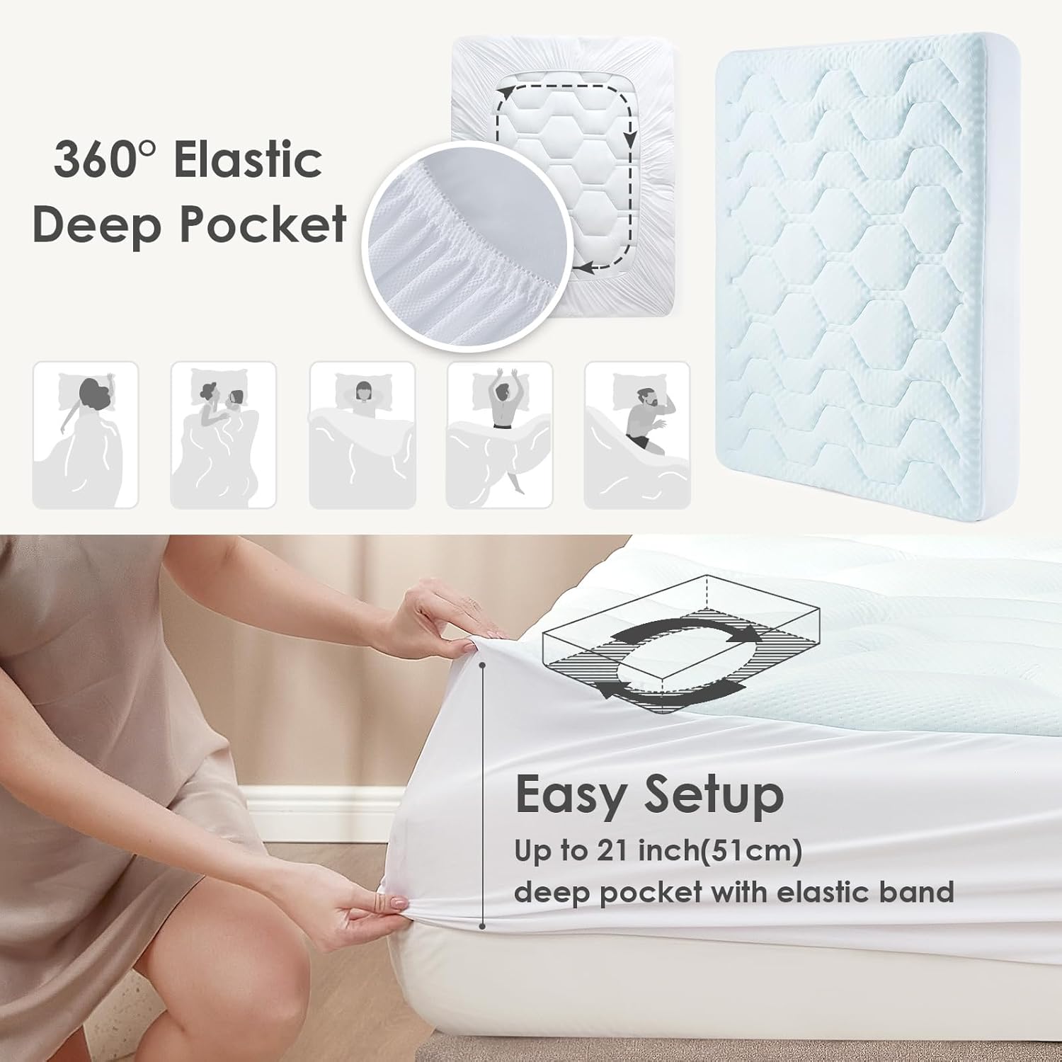 Eheyciga Topper Singolo 80x190 Memory Foam - immagine 5