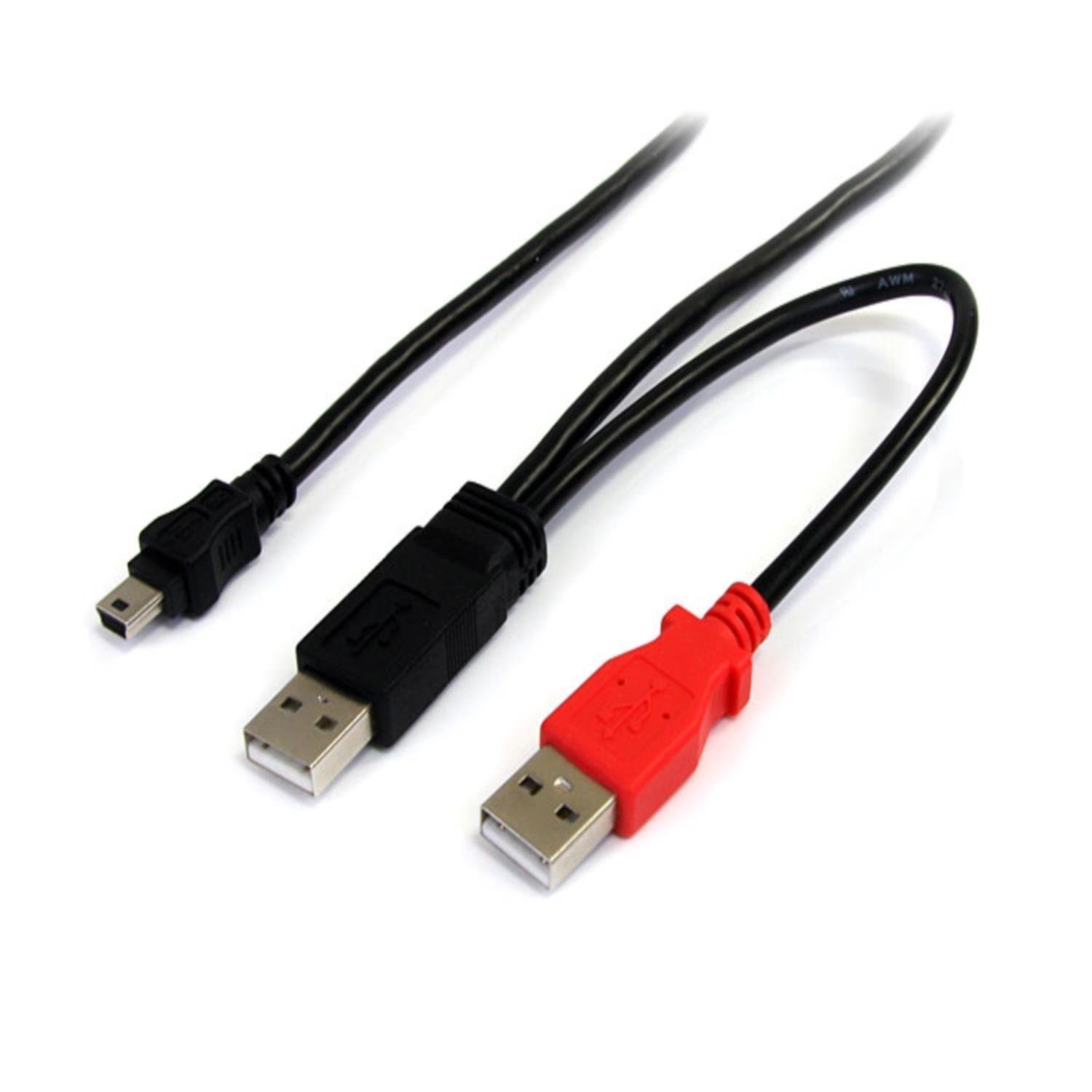 StarTech.Com Cavo a Doppia Alimentazione per Disco Rigido Esterno HDD a Splitter Y, Cavo USB a a Mini B da 1.8 m