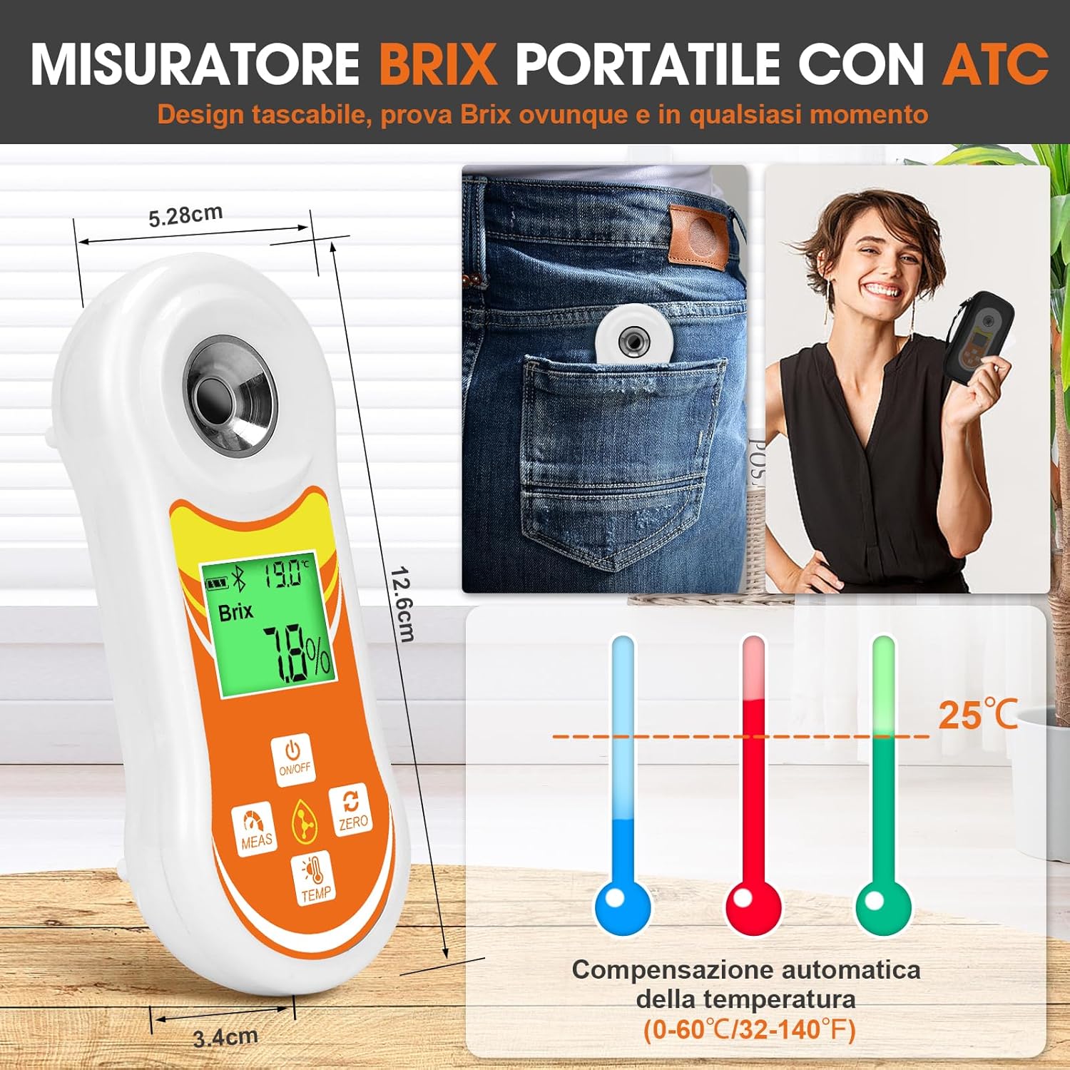 Rifrattometro Brix Digitale YINMIK 0-60% - immagine 2