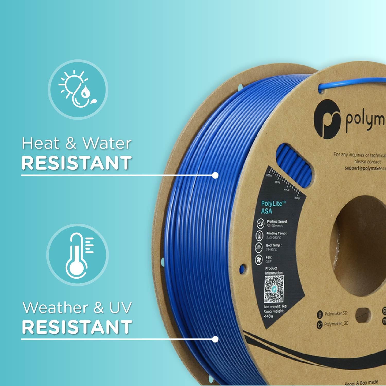 Polymaker PolyLite ASA Blue - 1.75mm - 1kg - immagine 5