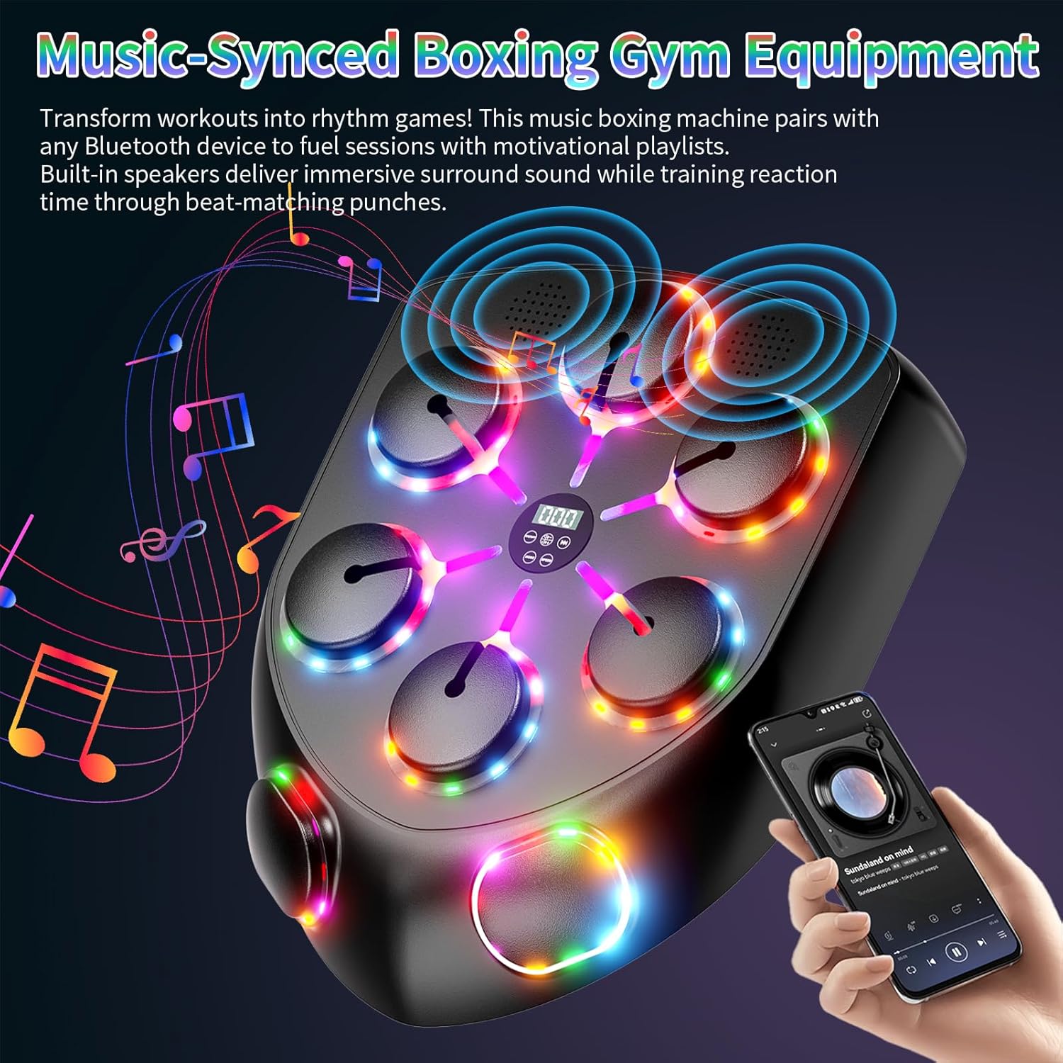 Music Boxing Machine con Luci LED Bluetooth - immagine 4
