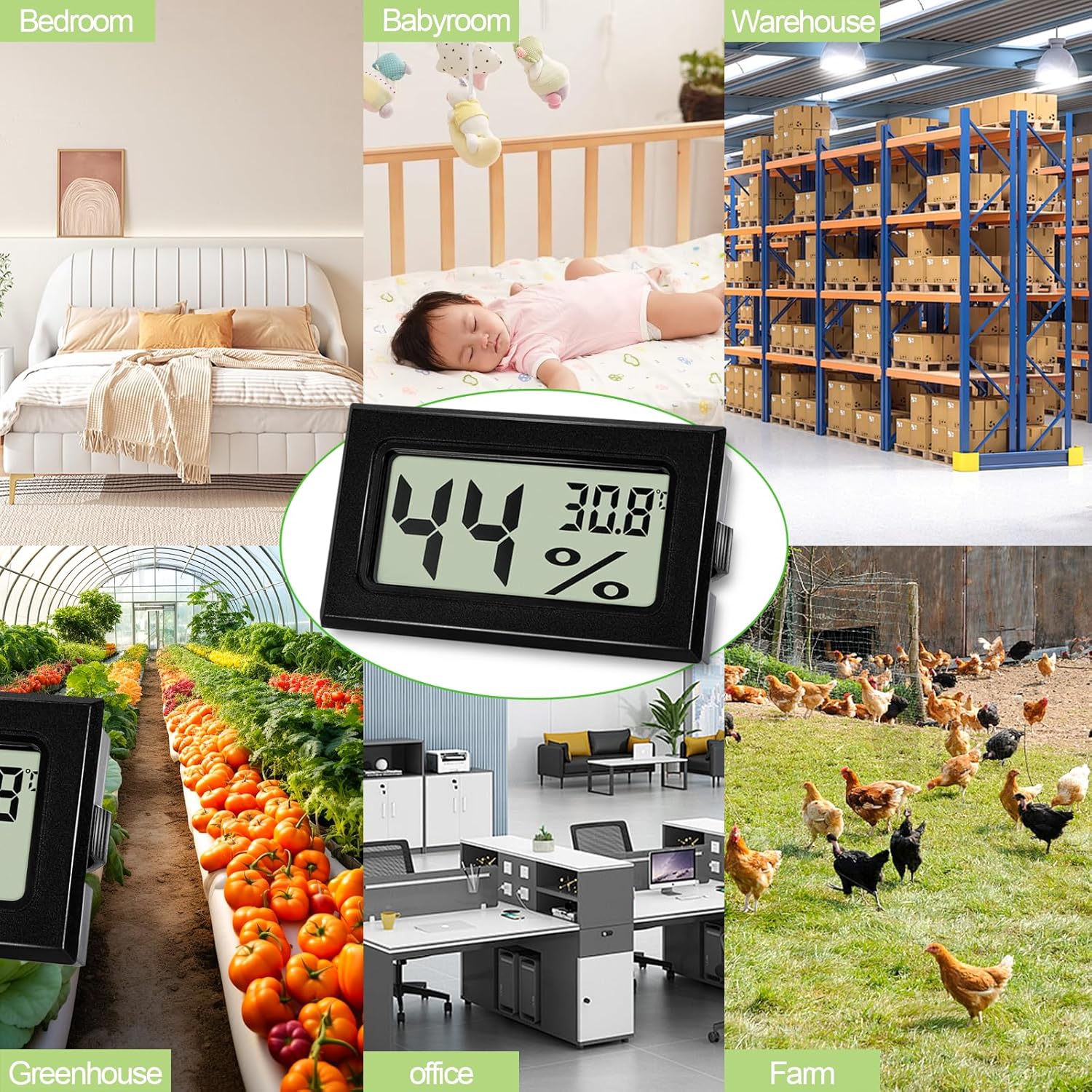 Farerkass 8 Pezzi Igrometro Ambiente Interno Digitale - immagine 6