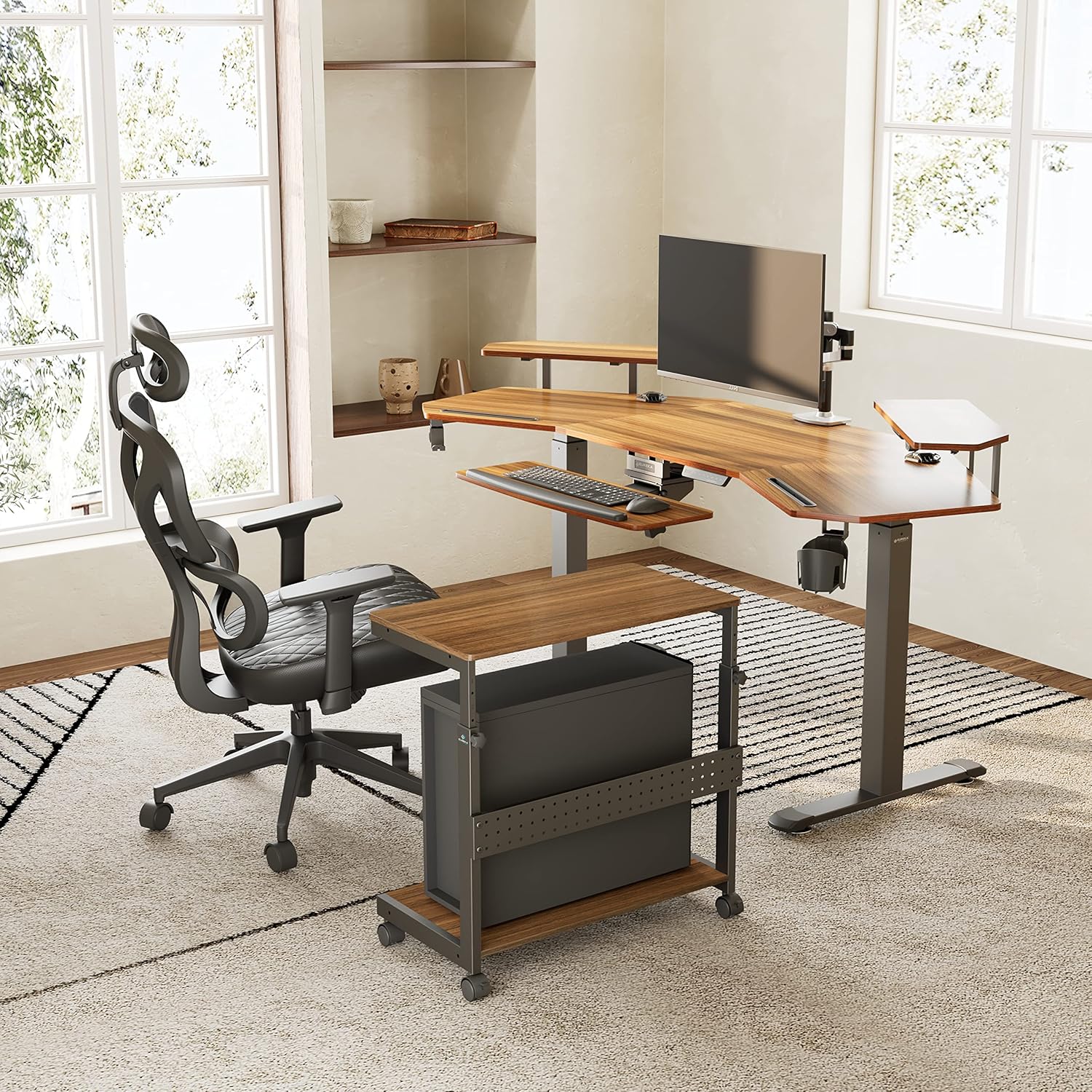 Eureka Ergonomic Supporto CPU PC Tower, Noce - immagine 2