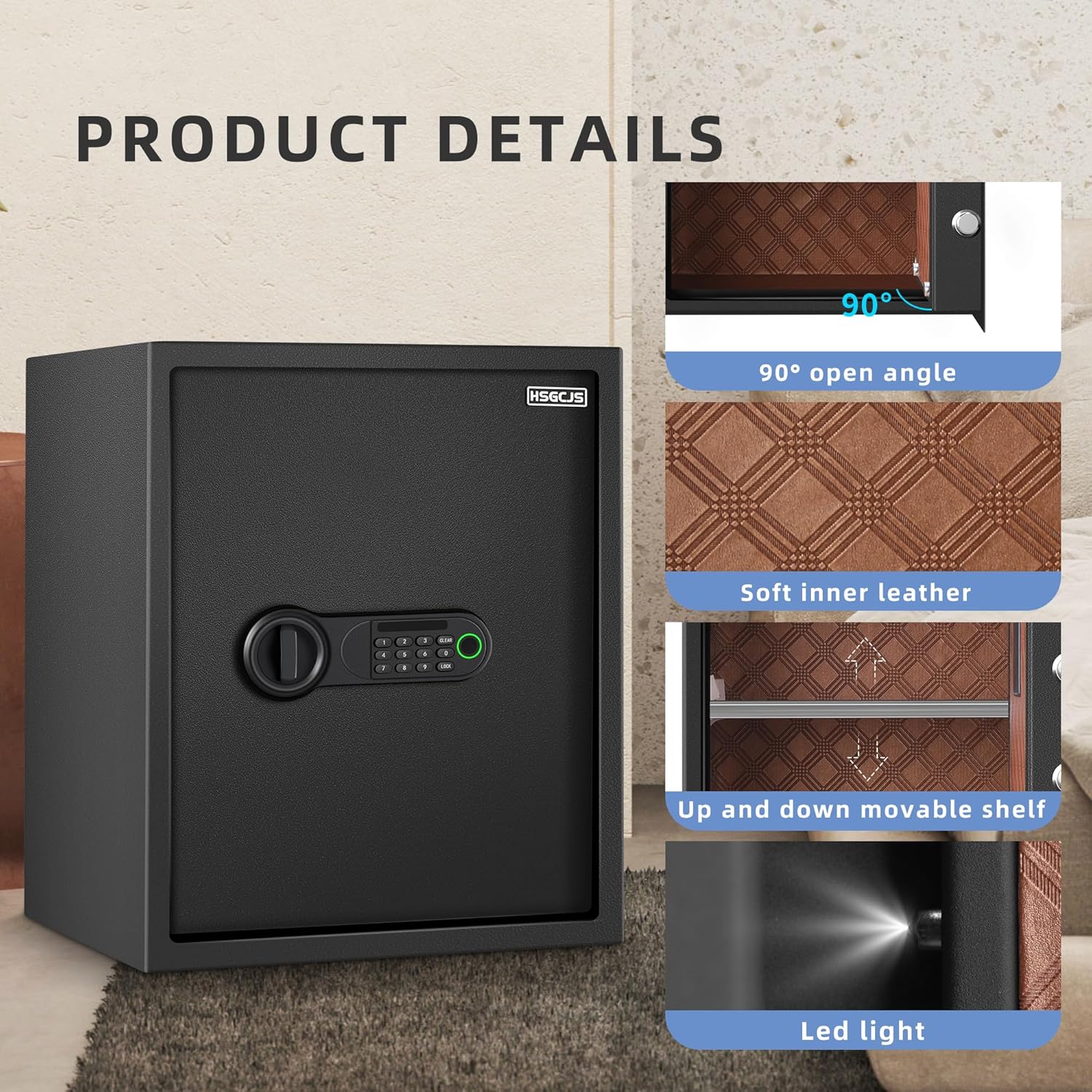 Hsgcjs Cassaforte Biometrica con Impronta Digitale - immagine 7