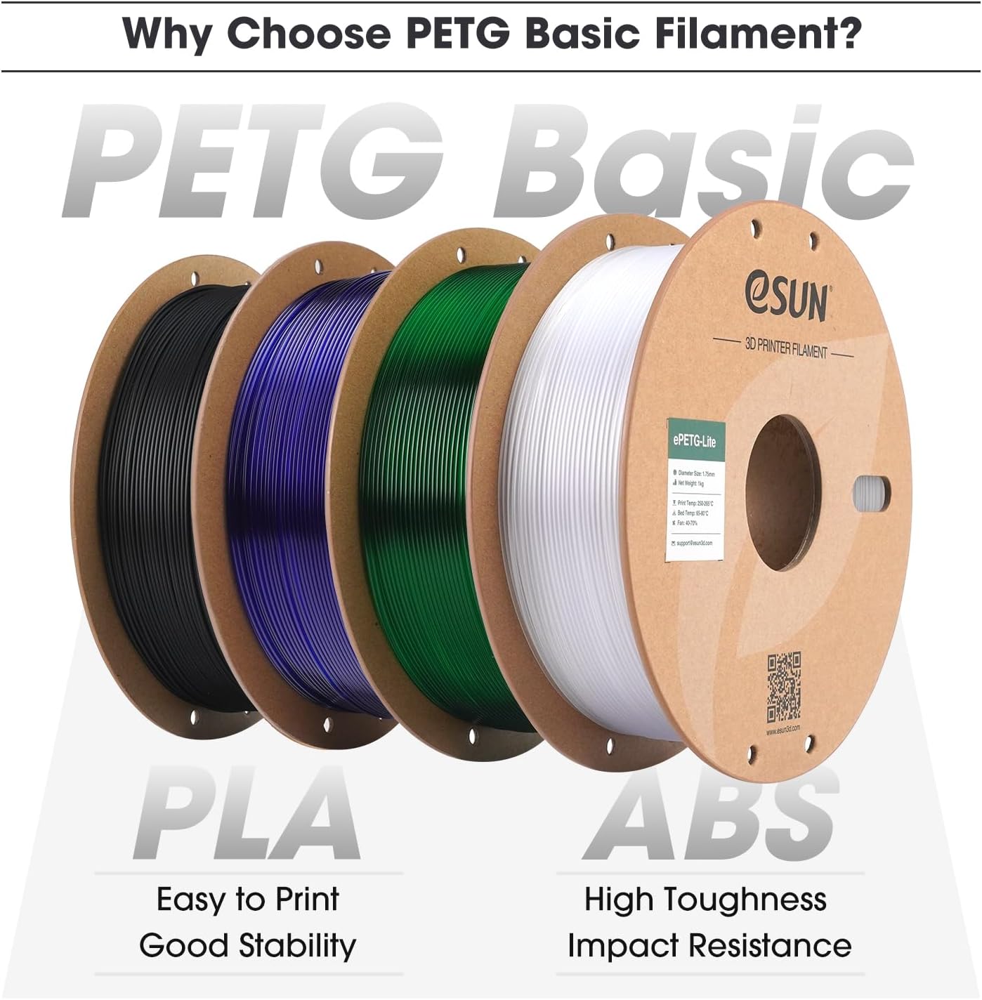 eSUN PETG Basic Filamento 1.75mm Nero 4kg - immagine 2