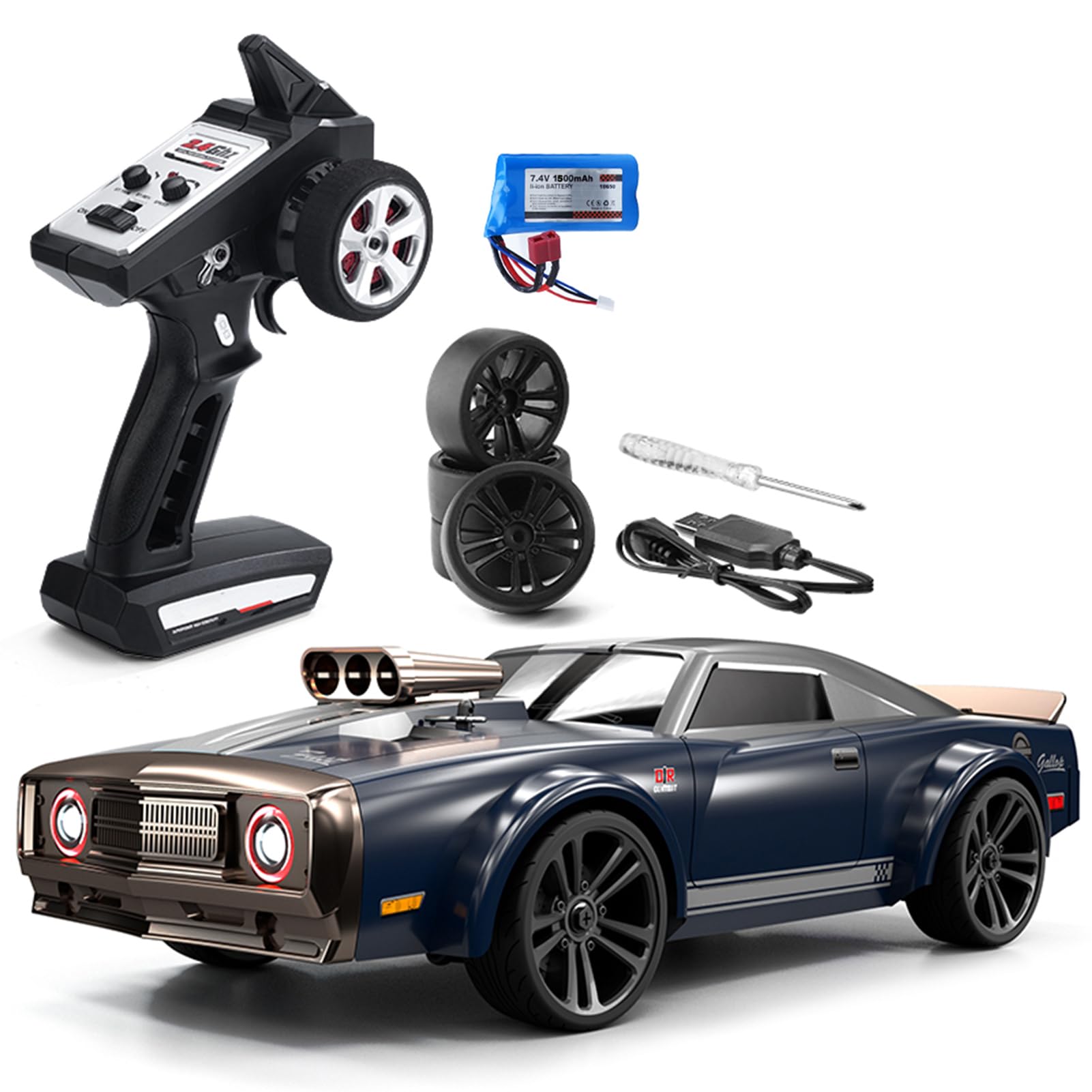 Goolsky RC Drift Car 1/16 - 35KM/H 4WD, Blu