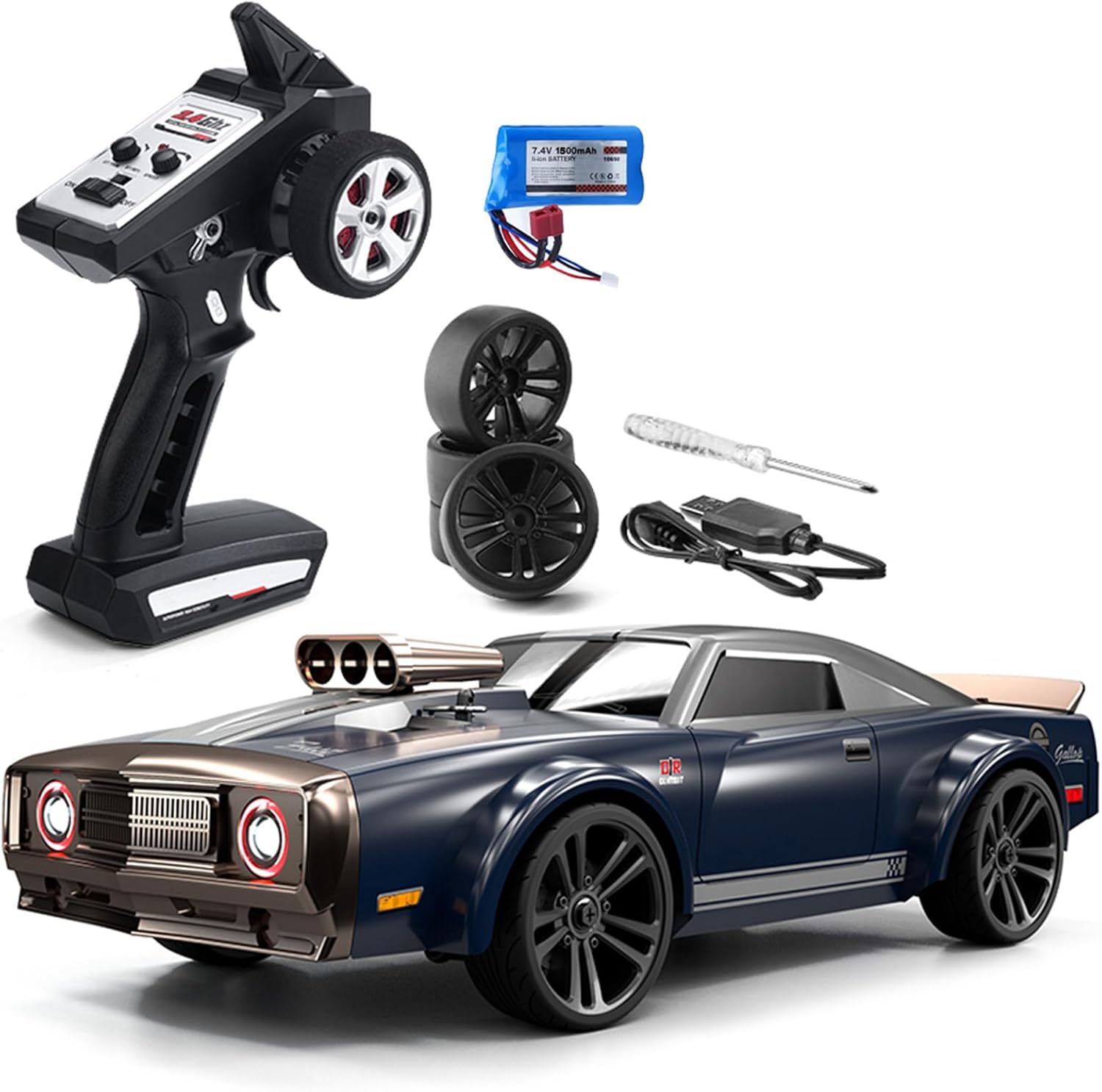 Goolsky RC Drift Car 1/16 - 35KM/H 4WD, Blu - immagine 1