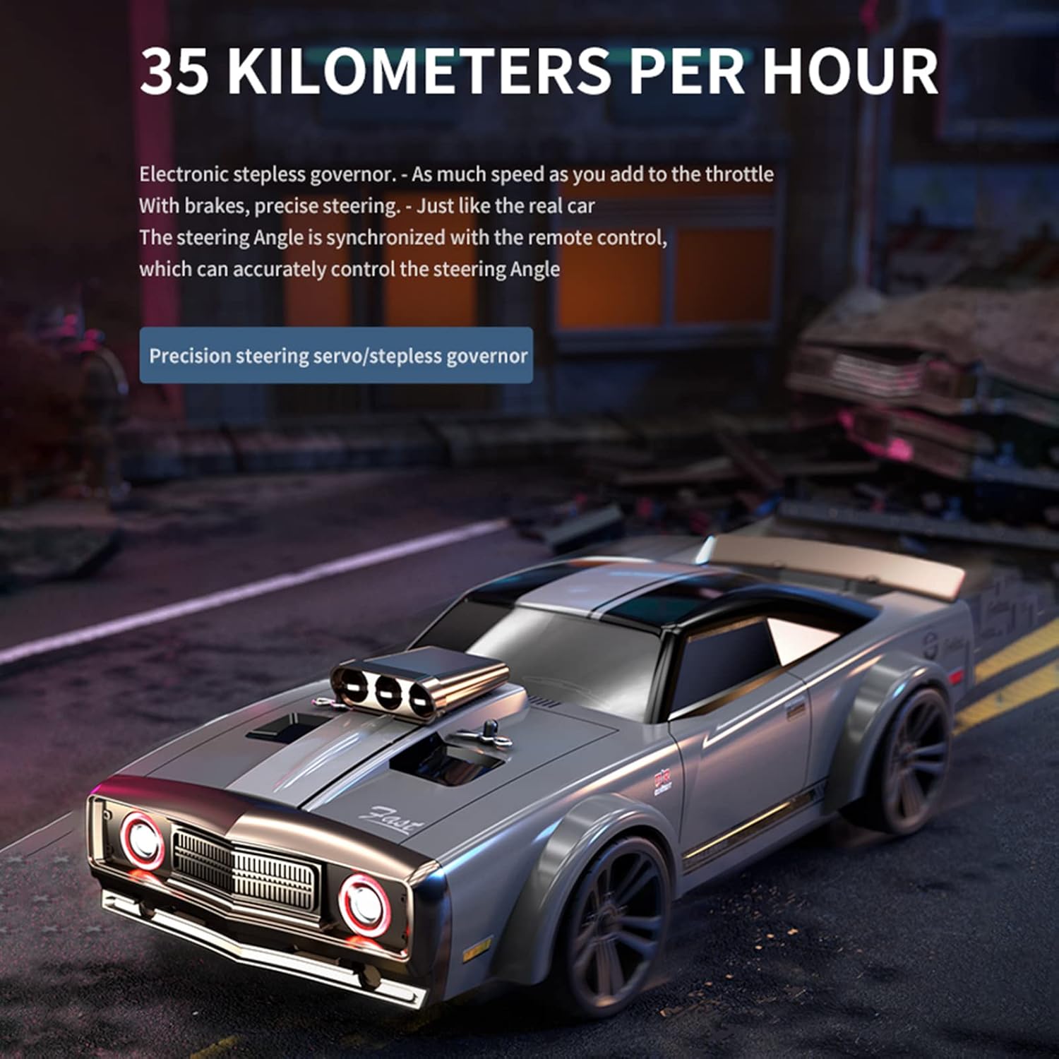 Goolsky RC Drift Car 1/16 - 35KM/H 4WD, Blu - immagine 2