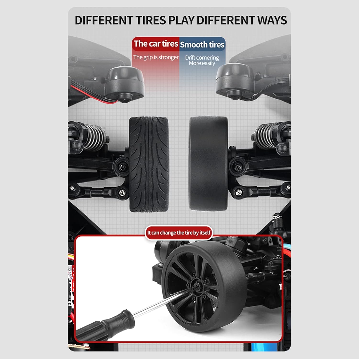 Goolsky RC Drift Car 1/16 - 35KM/H 4WD, Blu - immagine 6