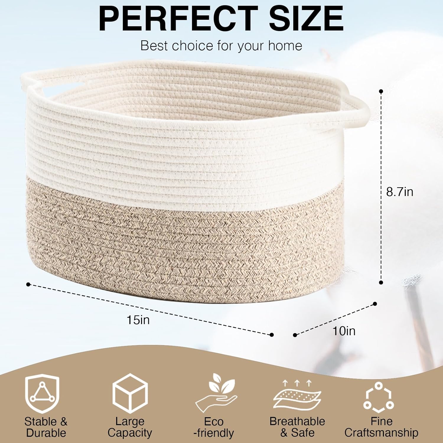 Hnyqql Cesto Portaoggetti in Corda di Cotone 3 Pezzi - immagine 2