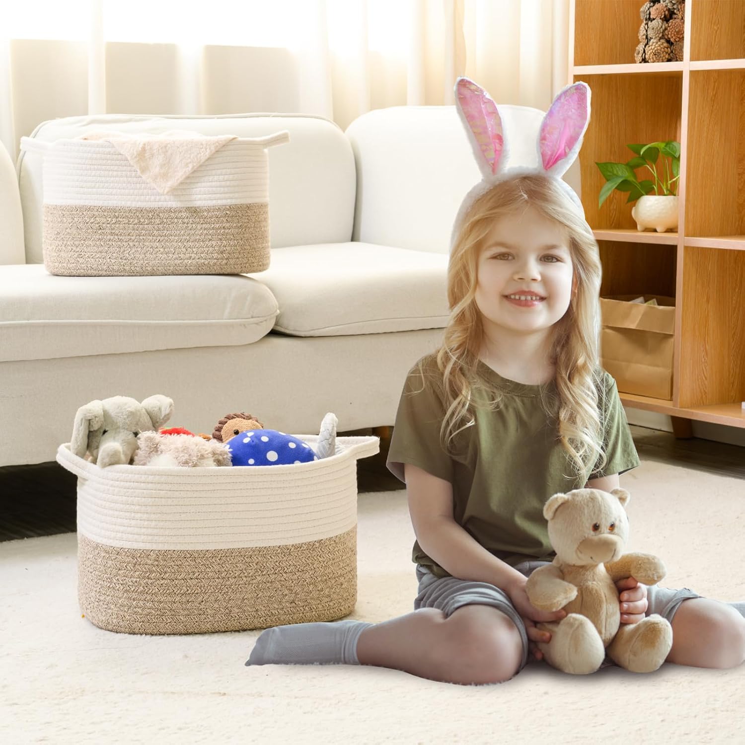 Hnyqql Cesto Portaoggetti in Corda di Cotone 3 Pezzi - immagine 5