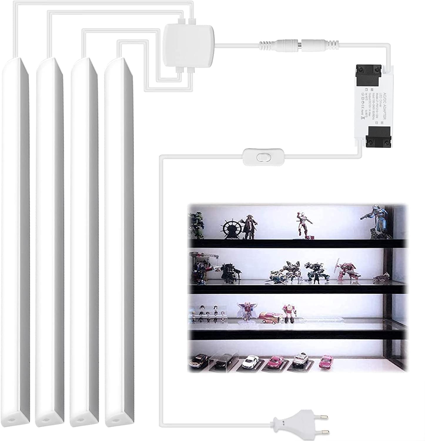 Illuminazione per Armadietti - 4 Strisce LED a V 30cm