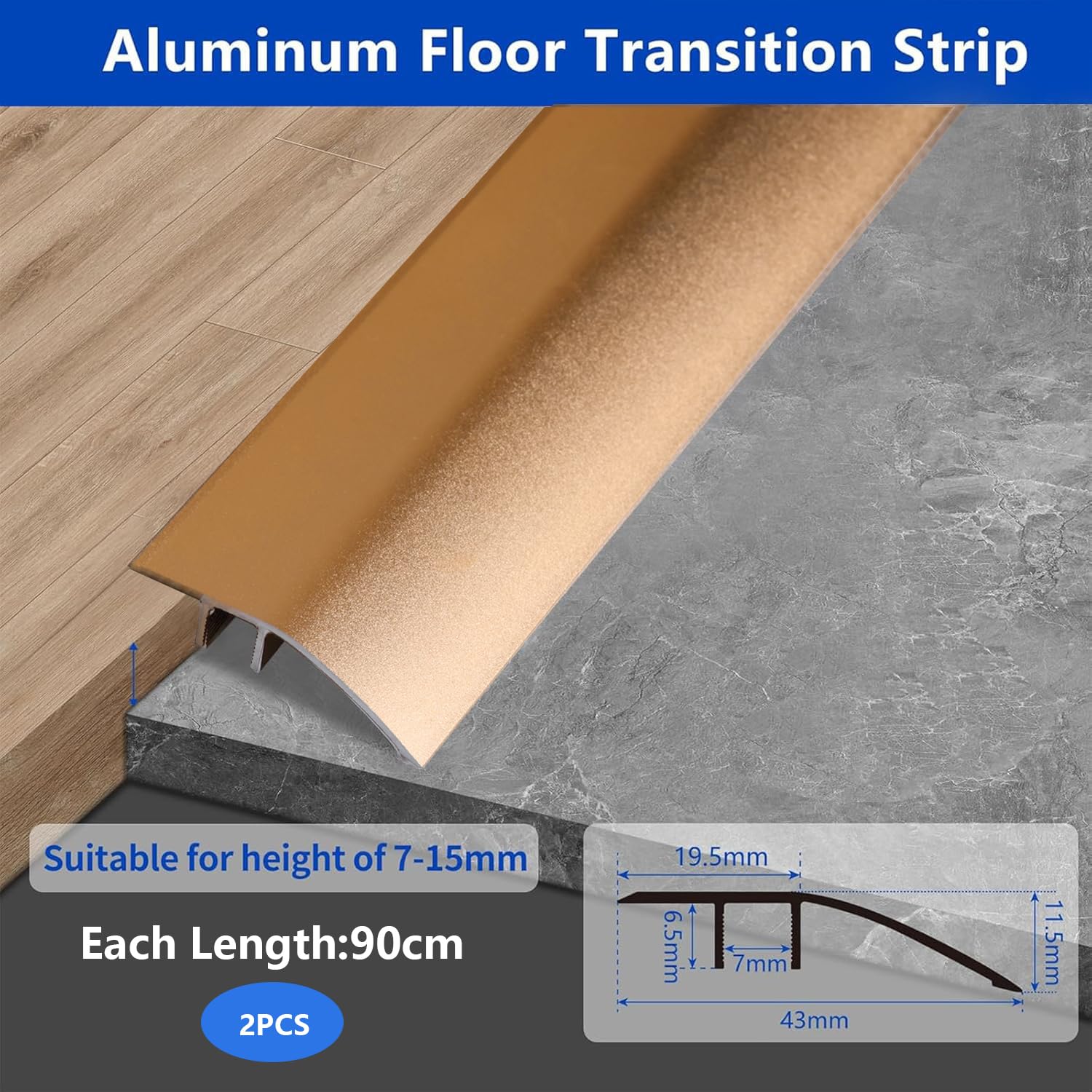Striscia di Transizione per Pavimento in Alluminio (2 pezzi) - immagine 2