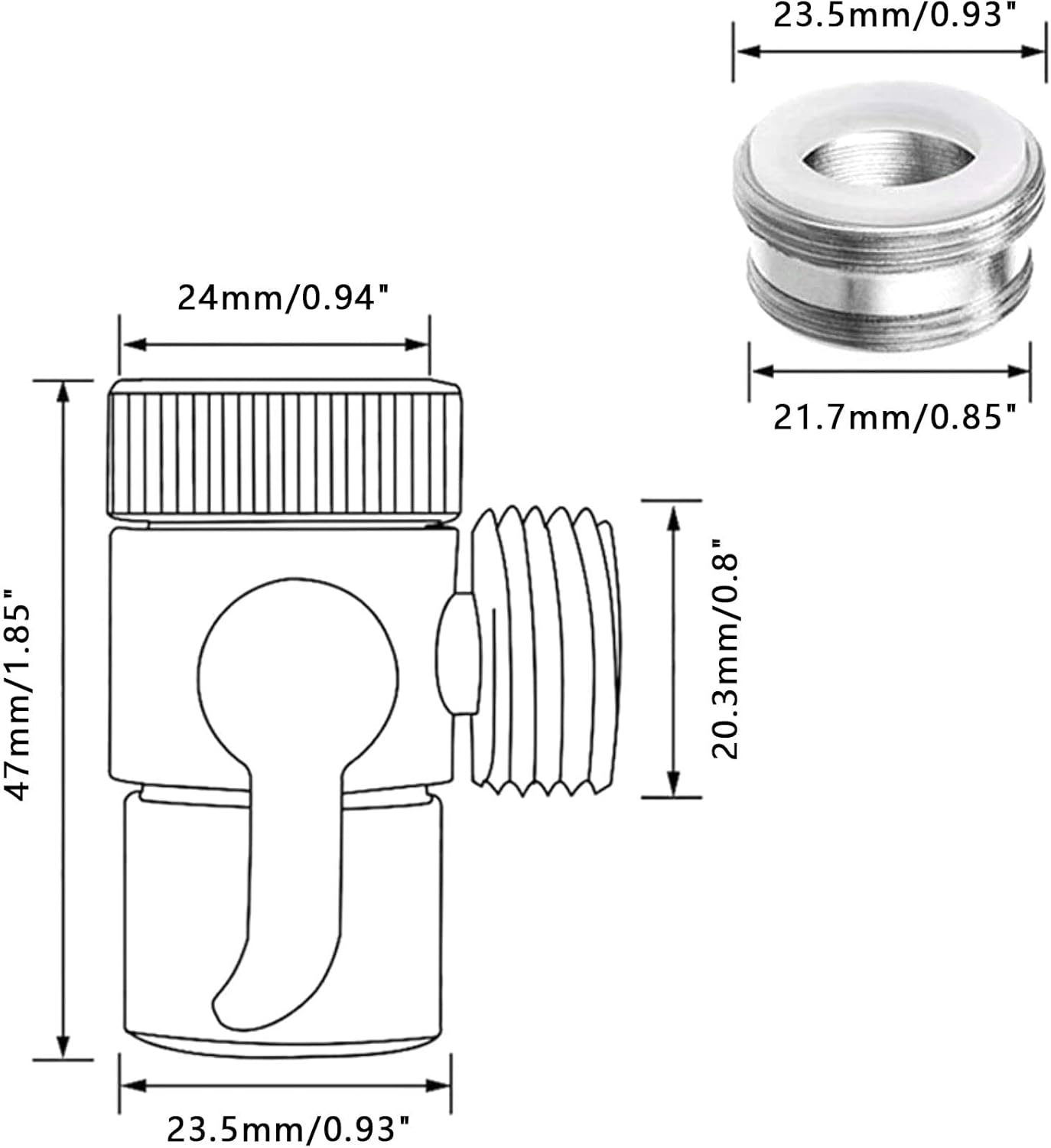 Deviatore Rubinetto 3 Vie in Ottone Cromo Lucido - immagine 2
