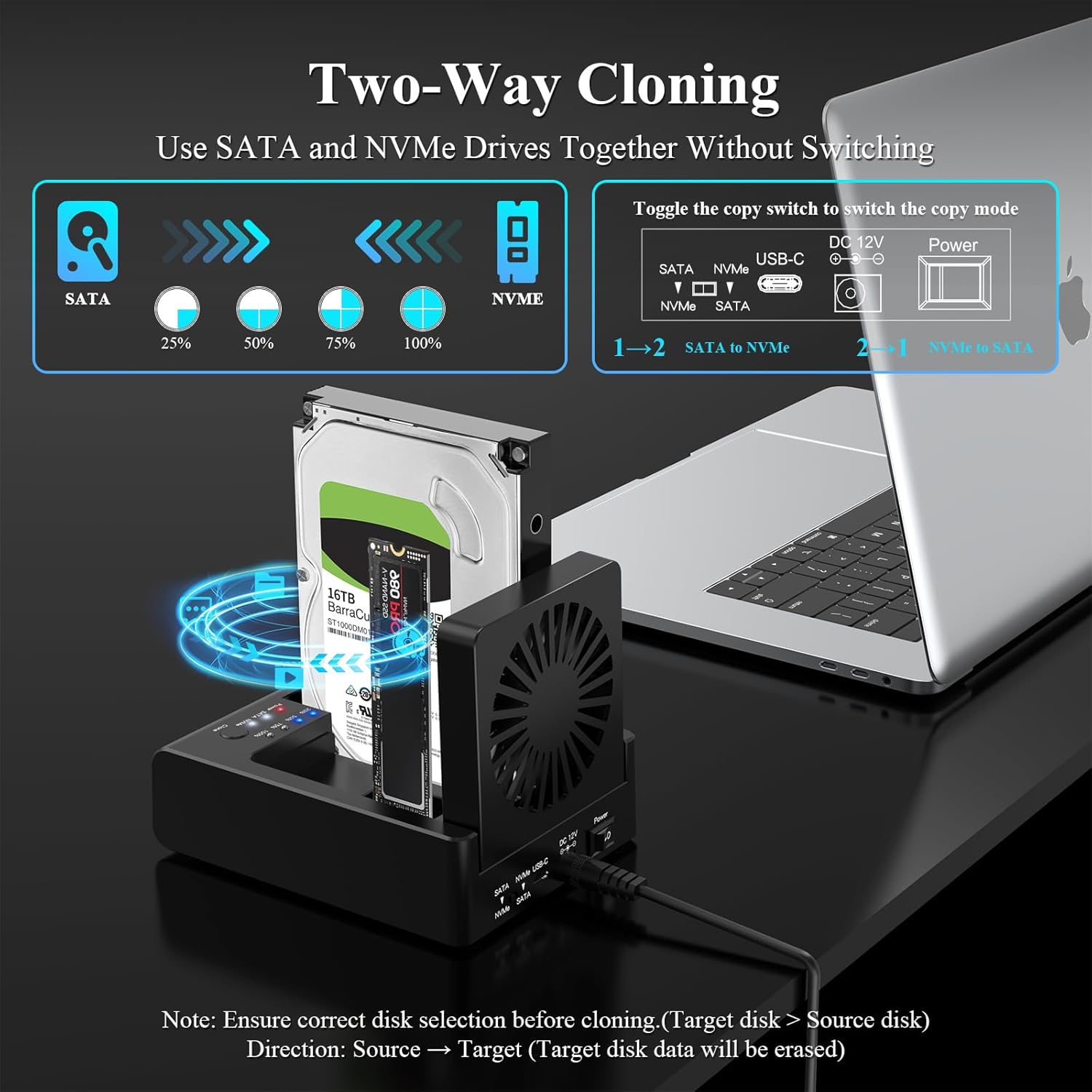 M.2 NVMe & SATA HDD Docking Station 10Gbps - immagine 4