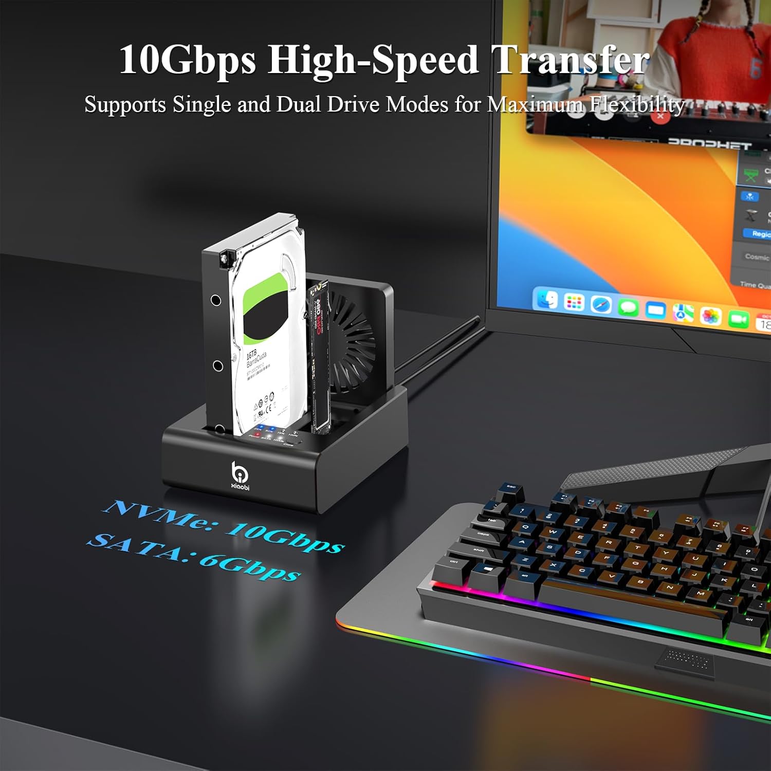 M.2 NVMe & SATA HDD Docking Station 10Gbps - immagine 6