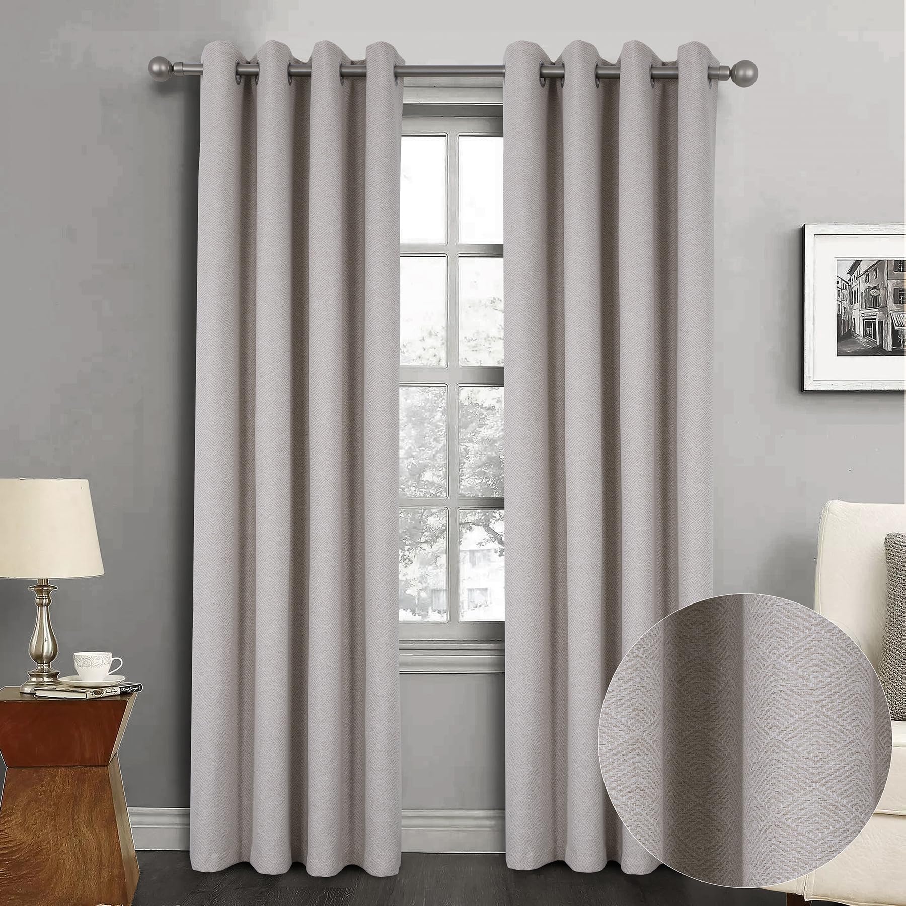 Always4u Tende Semi-Oscuranti in Lana, Beige (Set 2)