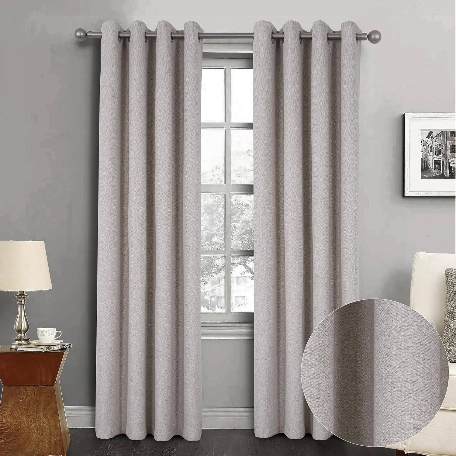 Always4u Tende Semi-Oscuranti in Lana, Beige (Set 2) - immagine 1