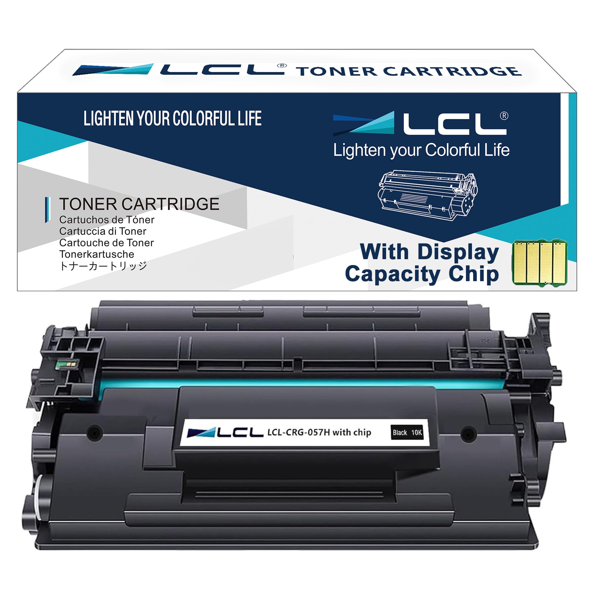 LCL 057H (con chip) Nero Cartucce di Toner Compatibile per CANON 057 057H Compatible per i-SENSYS LBP223dw LBP226dw LBP233DW LBP236DW MF443dw MF445dw MF453DW MF455DW(1-Pack, Indicatore di livello)