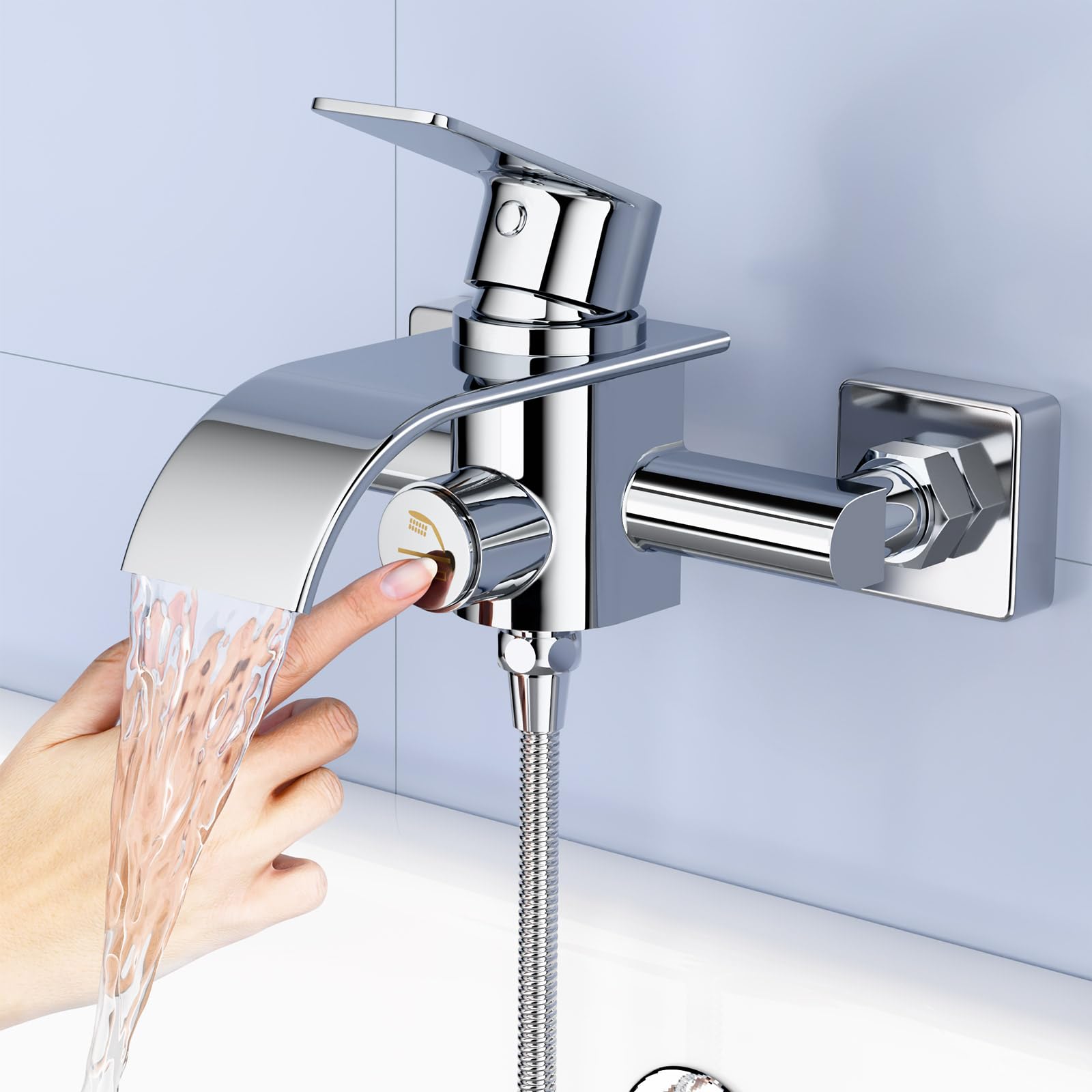 Rubinetto da Bagno a Cascata Monocomando Cromato