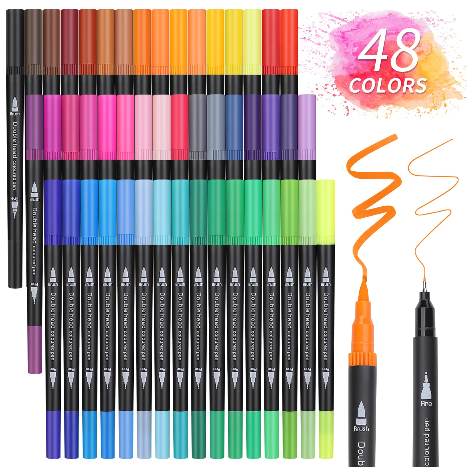 Owelth Brush Pen Lettering - 48 Colori Doppia Punta