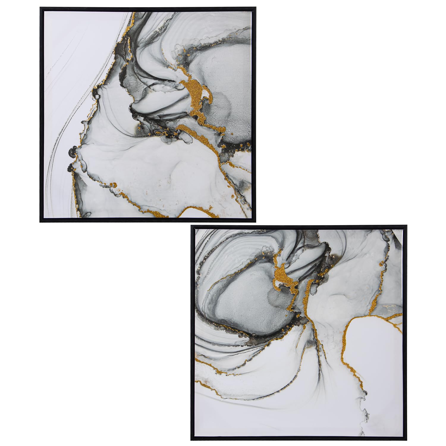 DRW Quadro tela astratta con cornice in legno con vari colori 60 x 60 x 3,5 cm