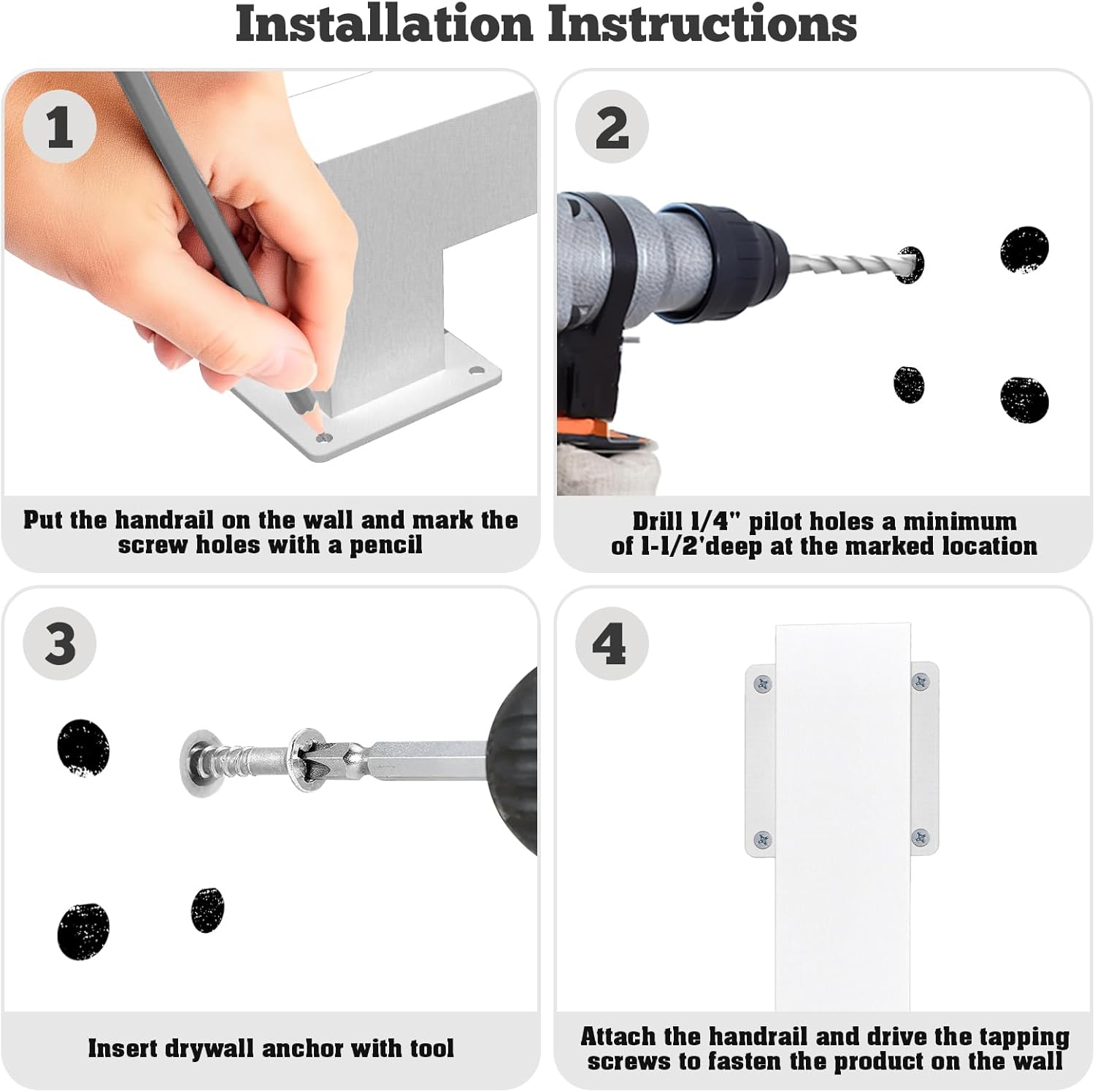 Corrimano per Scale Interne/Esterne 180cm, Bianco - immagine 5