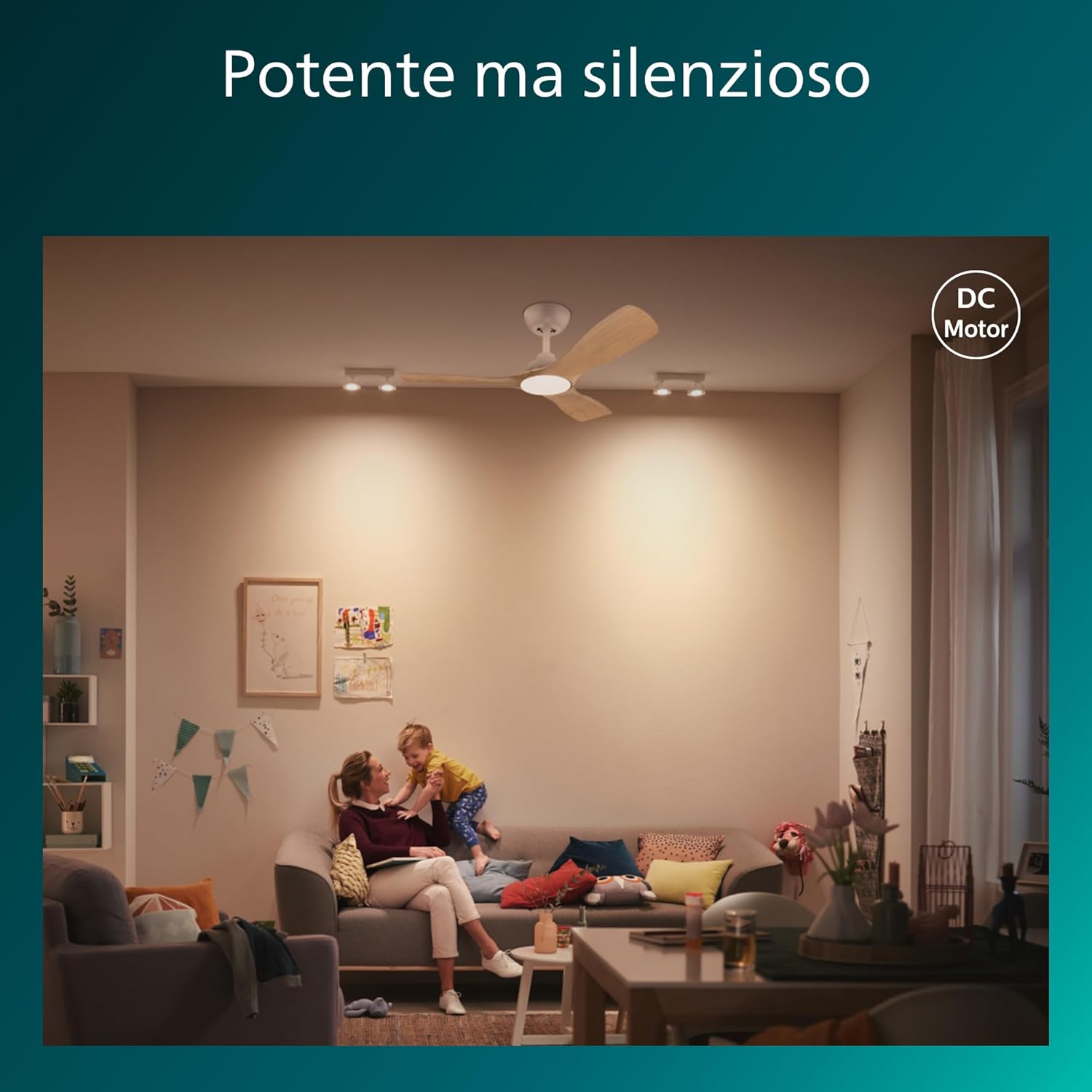 Philips Olas Ventilatore 3 Pale con Luce LED 24W 106cm, Bianco - immagine 4