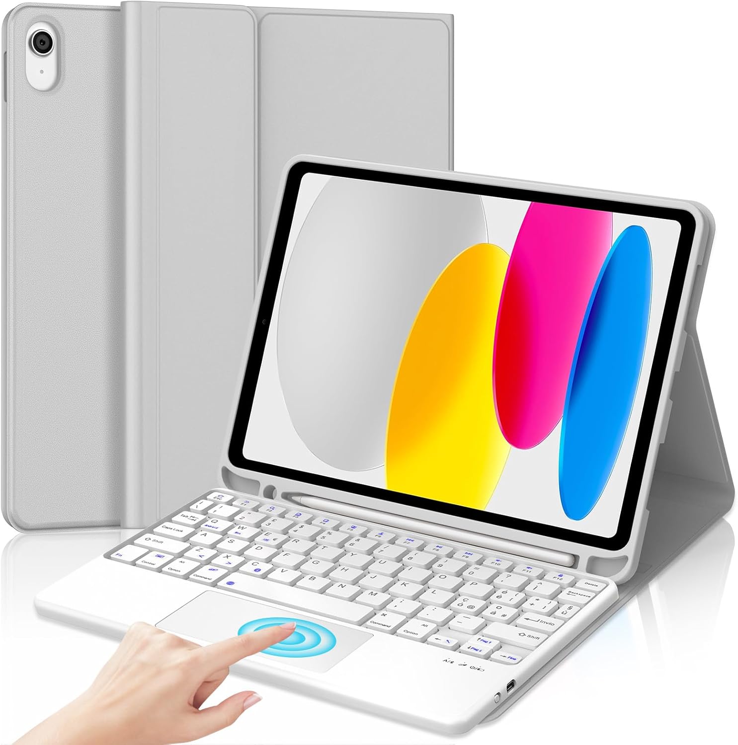Tastiera iPad 10/11 Gen (10.9/11") con Touchpad, Grigio Chiaro - immagine 1