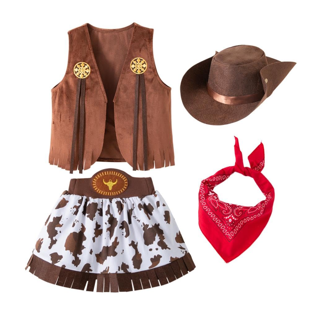 Lito Angels Costume da Cowgirl per Bambina, Marrone
