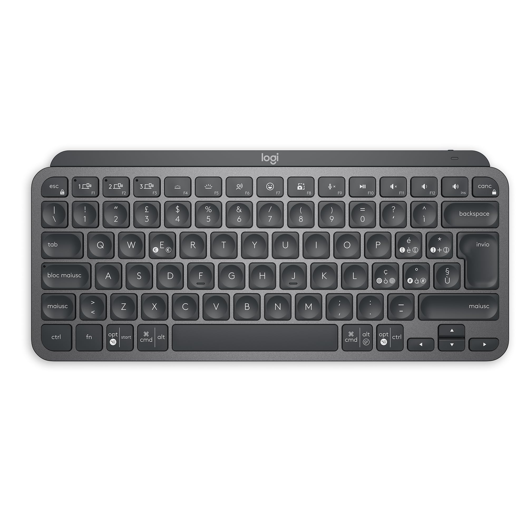 Logitech MX Keys Mini - Tastiera Wireless Illuminata, Grafite