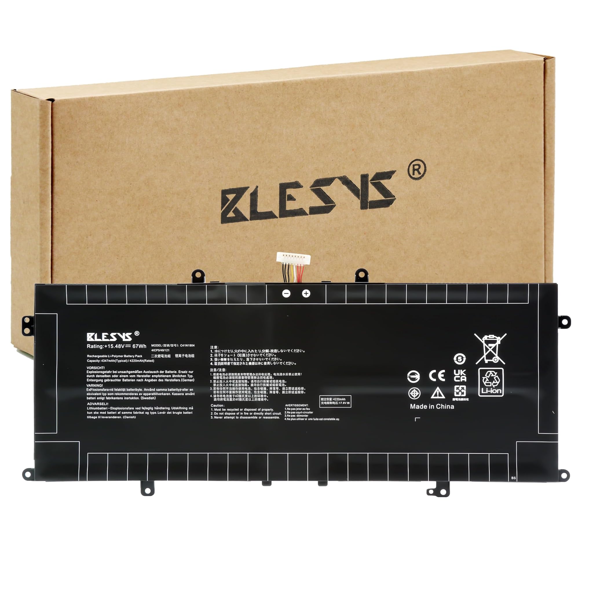 Blesys Batteria C41N1904 per Asus ZenBook 14 15.48V 67Wh