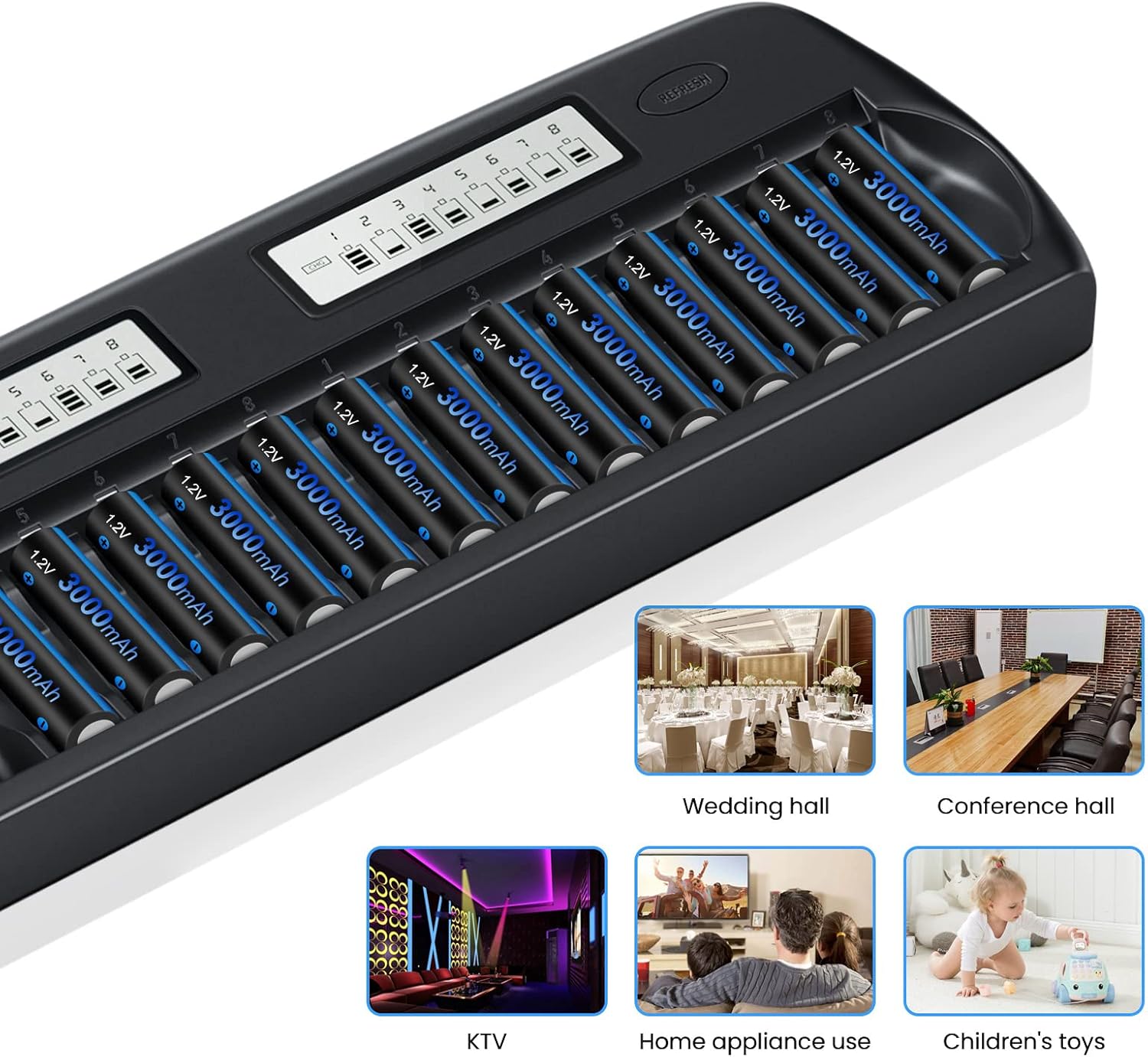 Cityork Caricabatterie 16 Bay LCD Smart AA/AAA - immagine 6