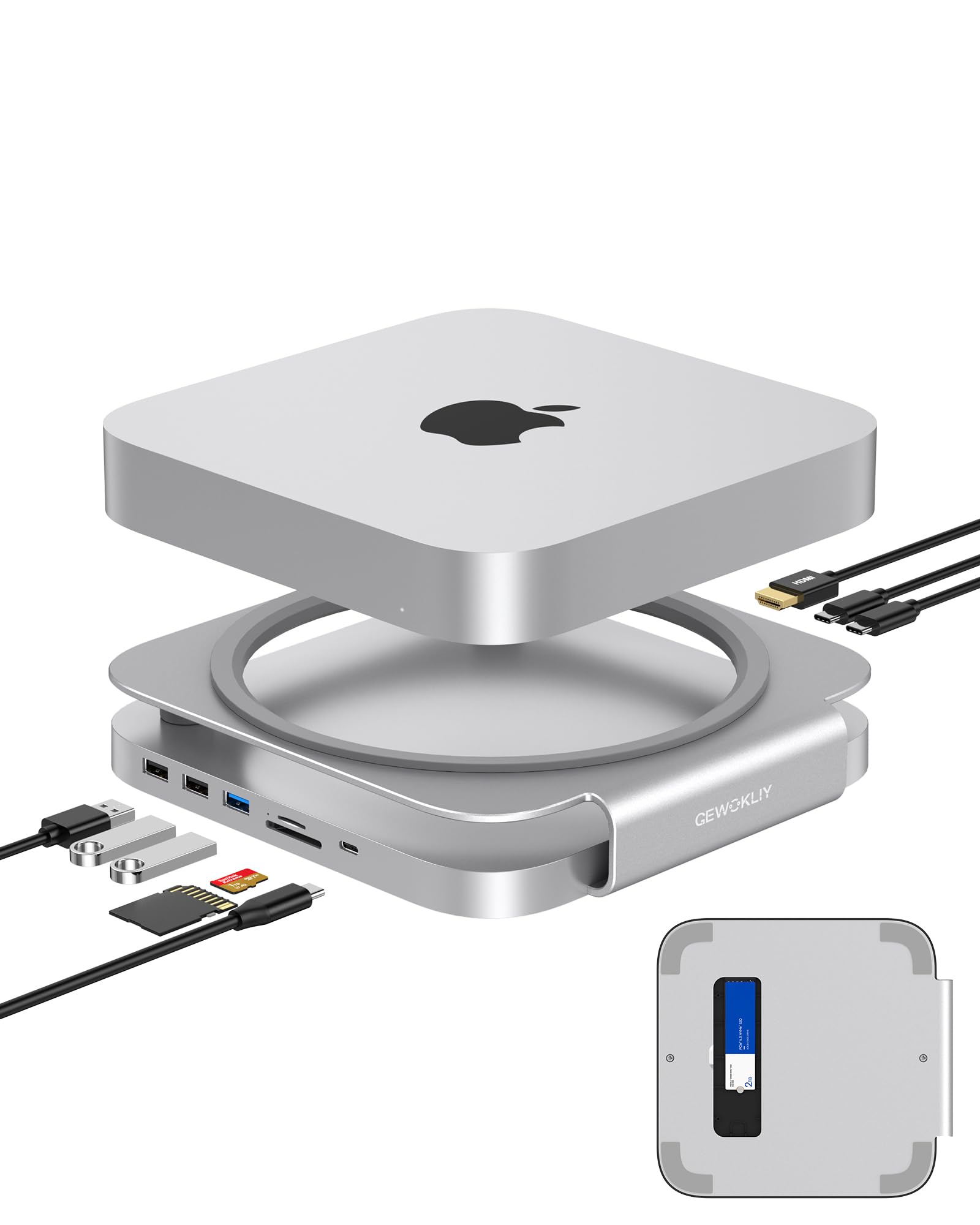 Gewokliy Mini Dock e Supporto per Mac con Hub USB C
