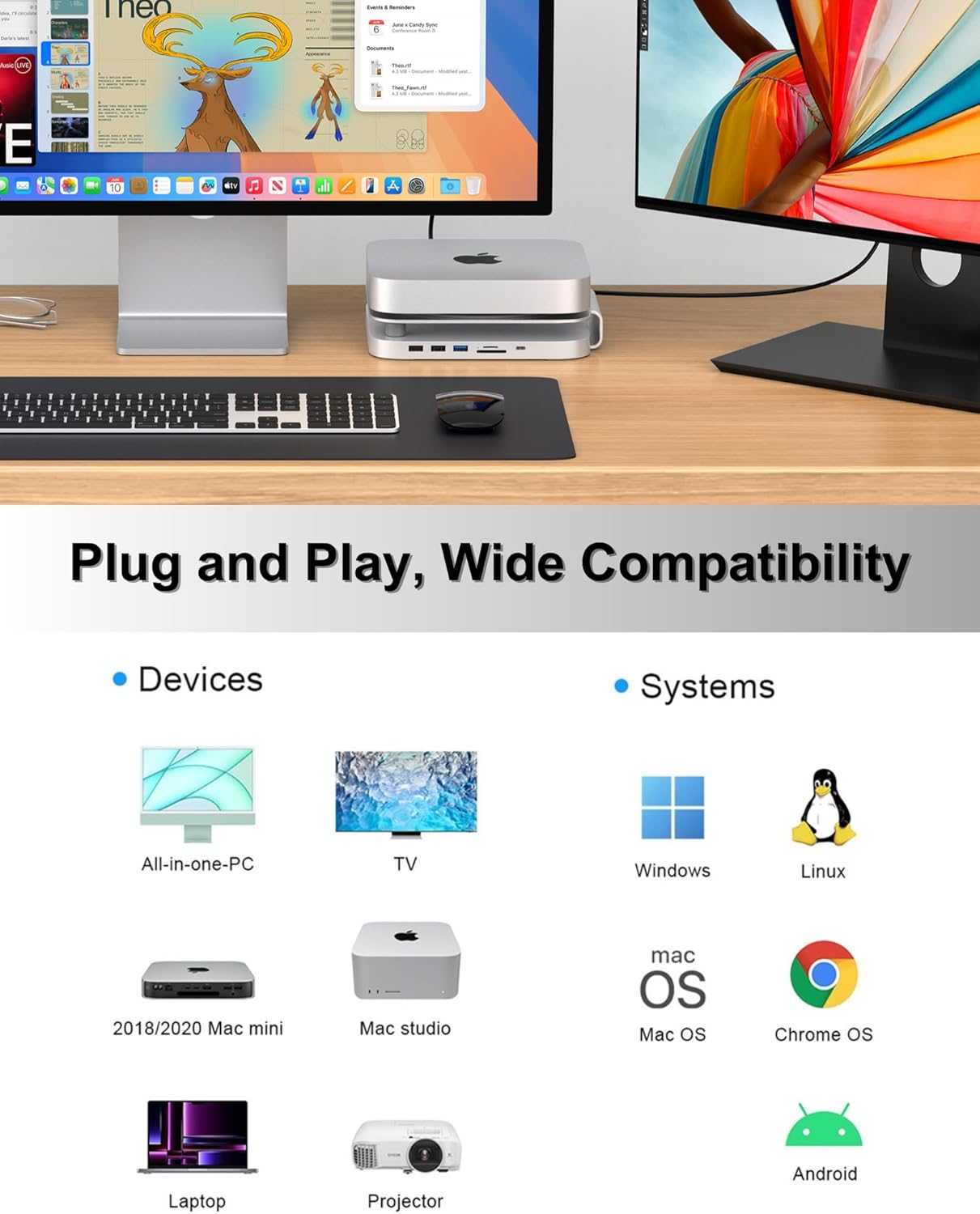 Gewokliy Mini Dock e Supporto per Mac con Hub USB C - immagine 7