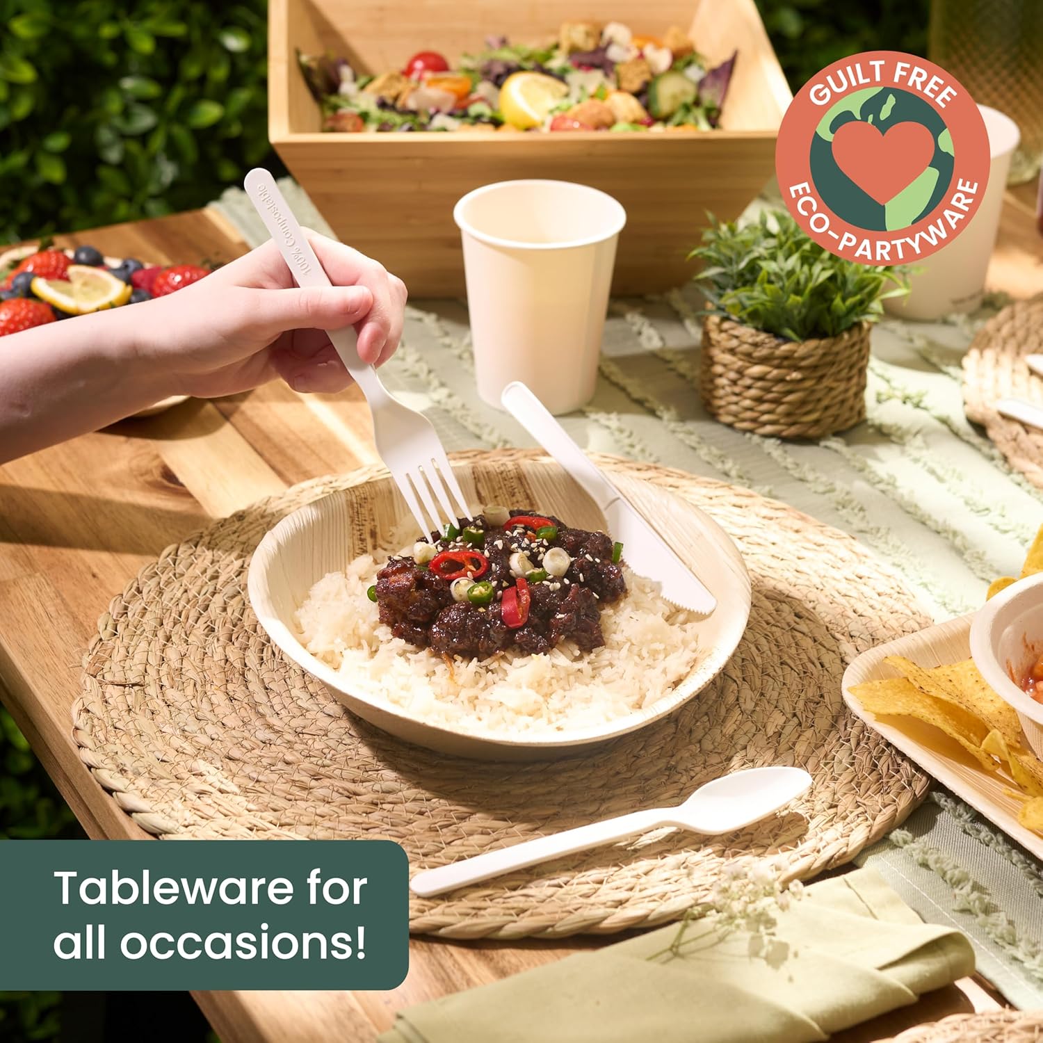 Haago - Set Posate Riutilizzabili 360 Pezzi, Bianco - immagine 6